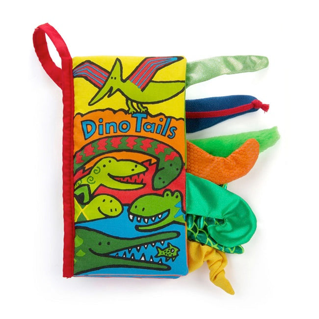 Jellycat Soft Cloth Book - Dino Tails | Interactive Baby Sensory Toy for Early Learning & Playtime | Perfect for Nursery, Travel & Gift