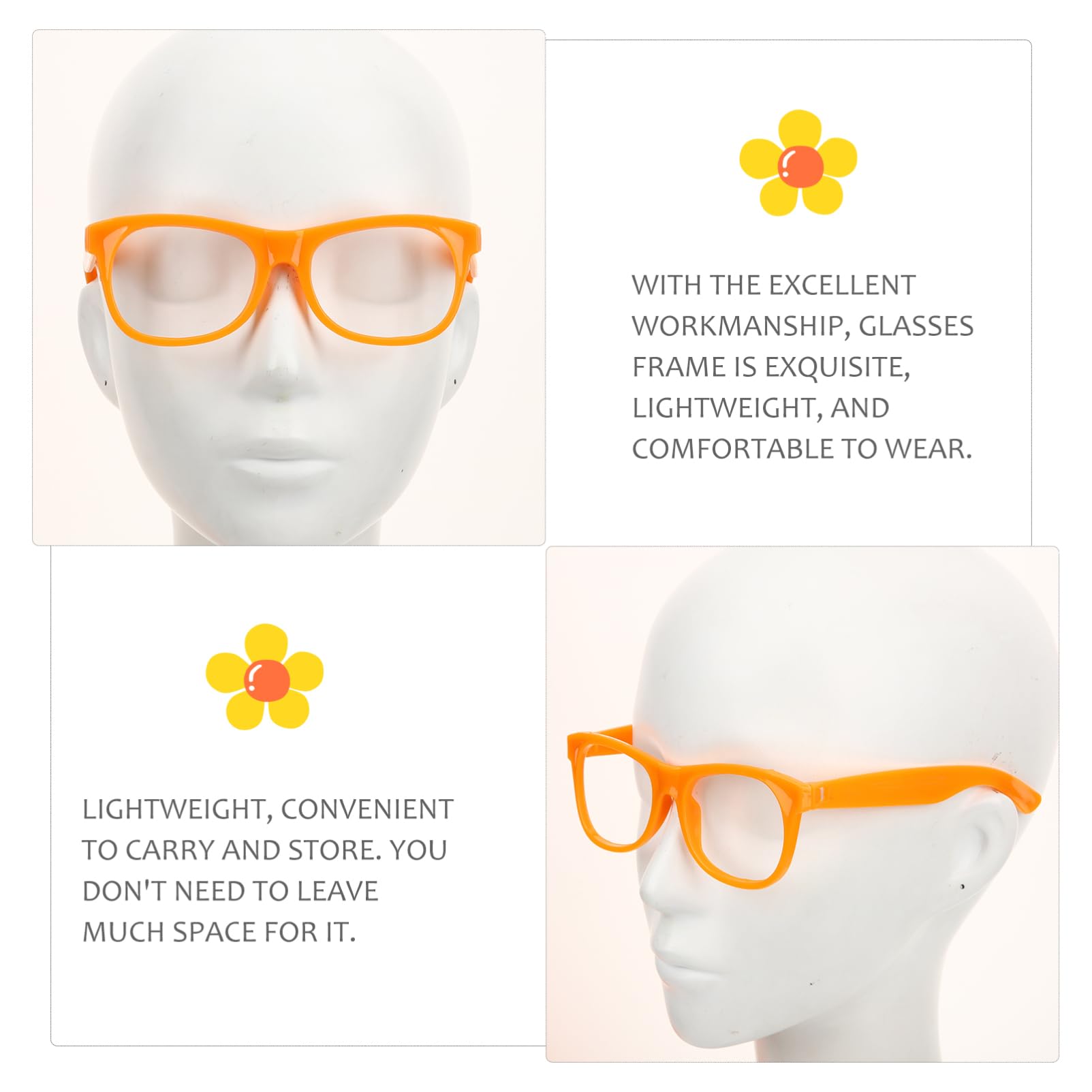 SOIMISS 36 Pcs Fun Baby Doll Glasses Frames - Colorful Kids Party Accessories, Toddler Pretend Play Toy, Orange PP Plastic Eyewear for Dress Up & Role Play Games | Perfect for Birthday Parties, Halloween Costumes & Photo Props
