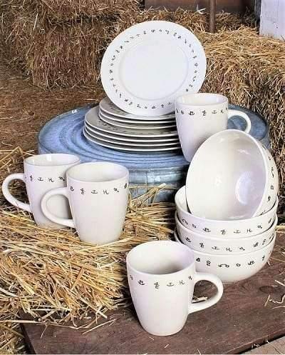 Ranch Brands Western Dinnerware Set - Authentic Cowboy Style Plates, Bowls & Mugs for Rustic Home Decor & Western Themed Parties