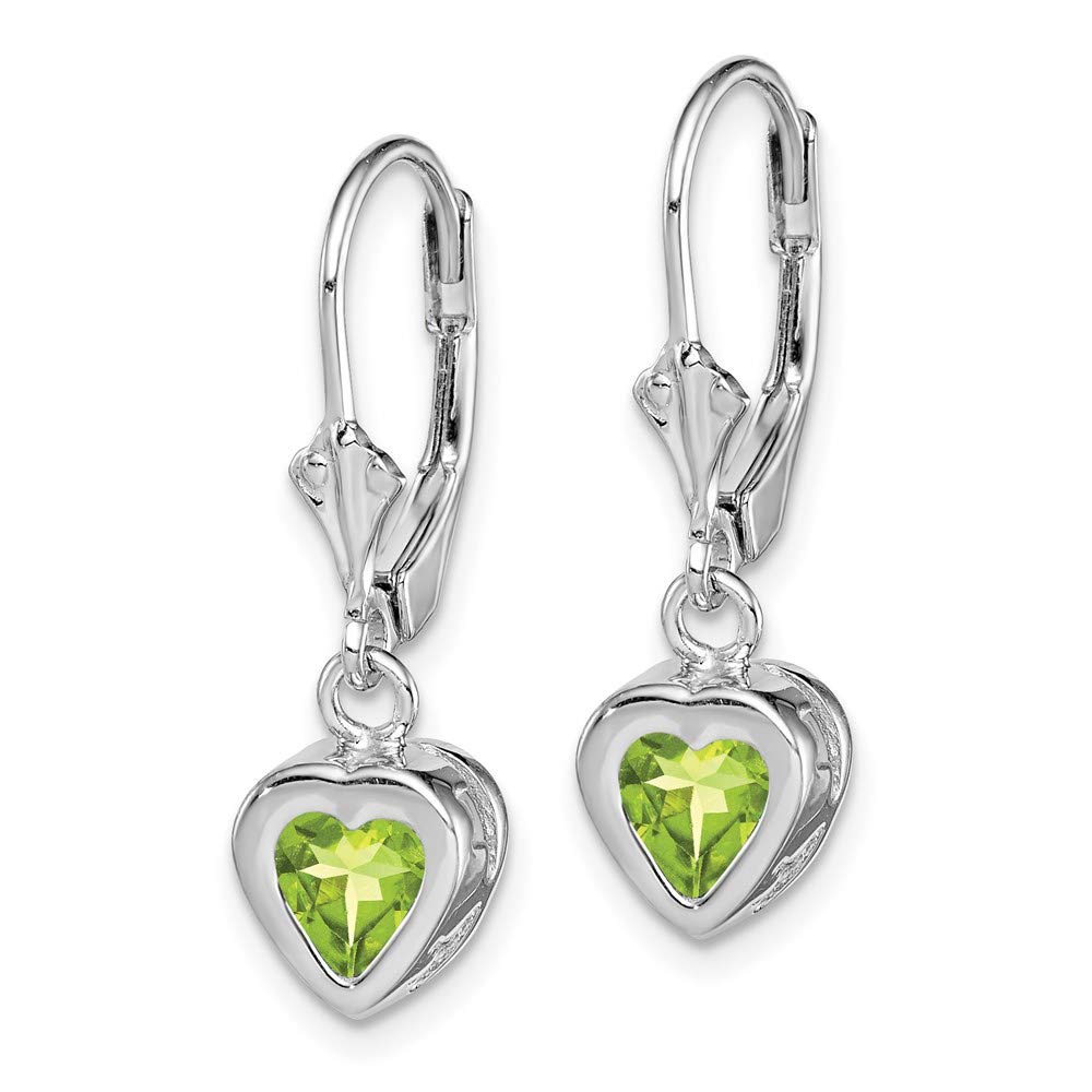 925 Silver Heart Peridot Leverback Earrings for Women - Perfect Gift & Daily Wear