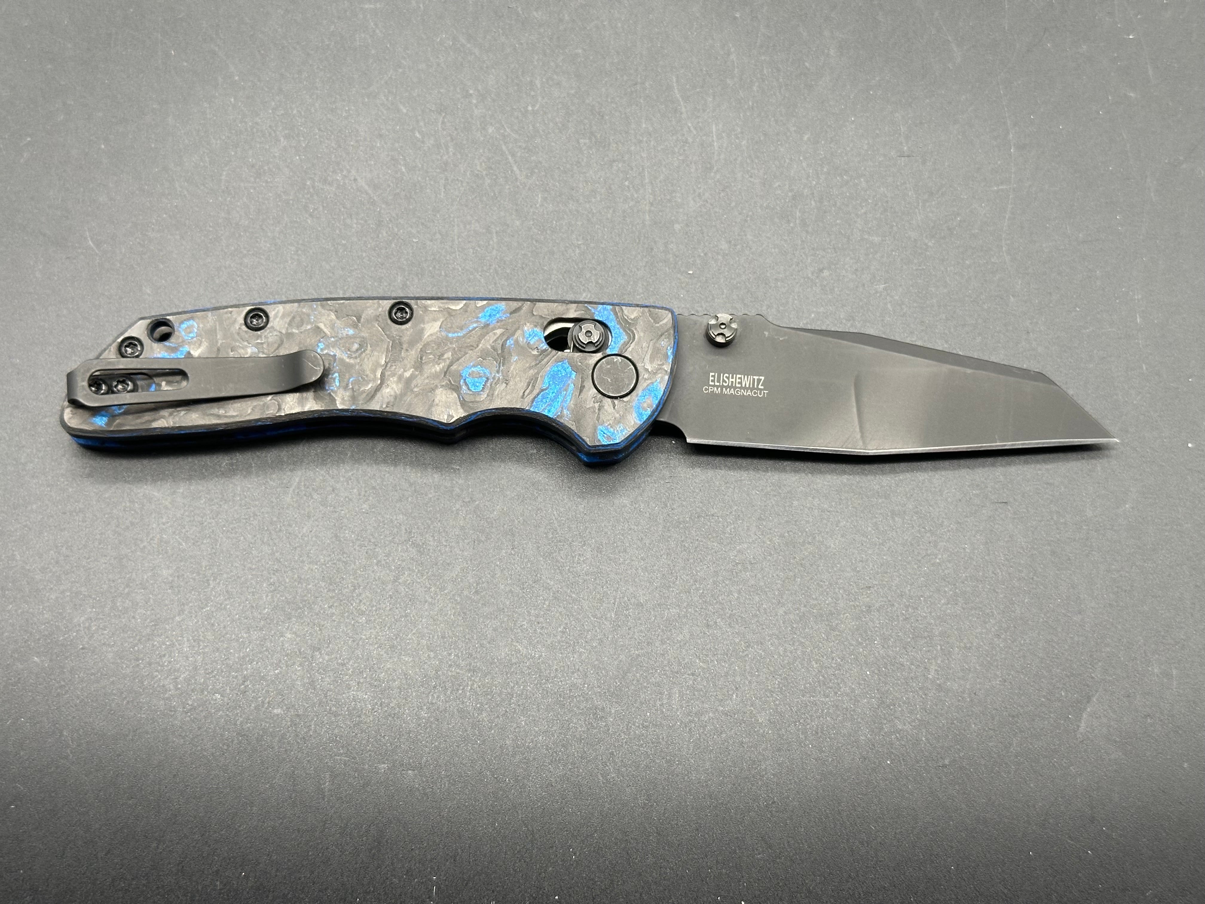 Hogue Deka Folding Knife - Blue Carbon Fiber Handle, MagnaCut Steel Blade - EDC, Outdoor, Camping & Survival Knife