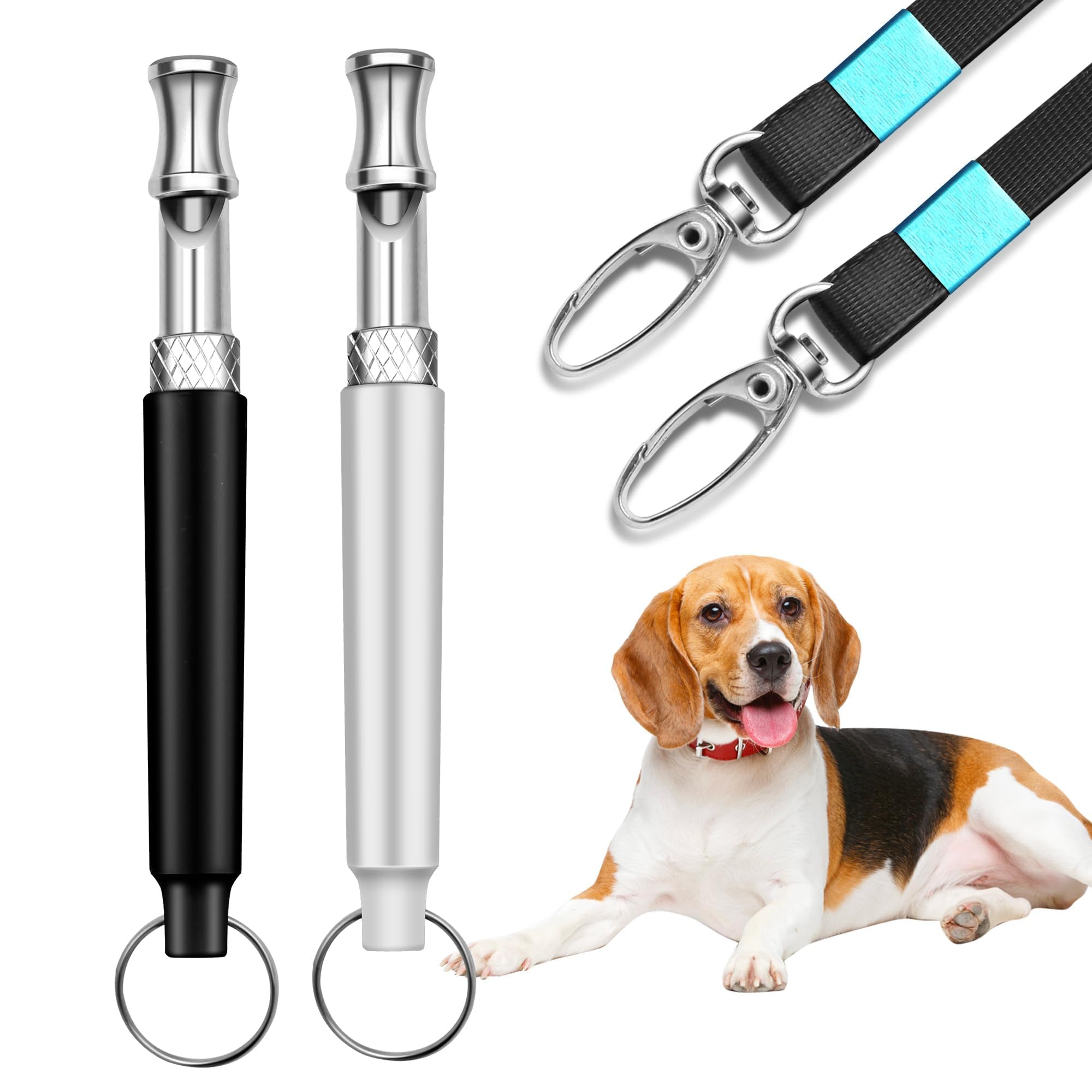 2 Pack Adjustable Ultrasonic Silent Dog Whistle for Training - Stop Barking & Neighbor Disturbances | Perfect for Obedience Training, Recall Commands & Behavioral Correction