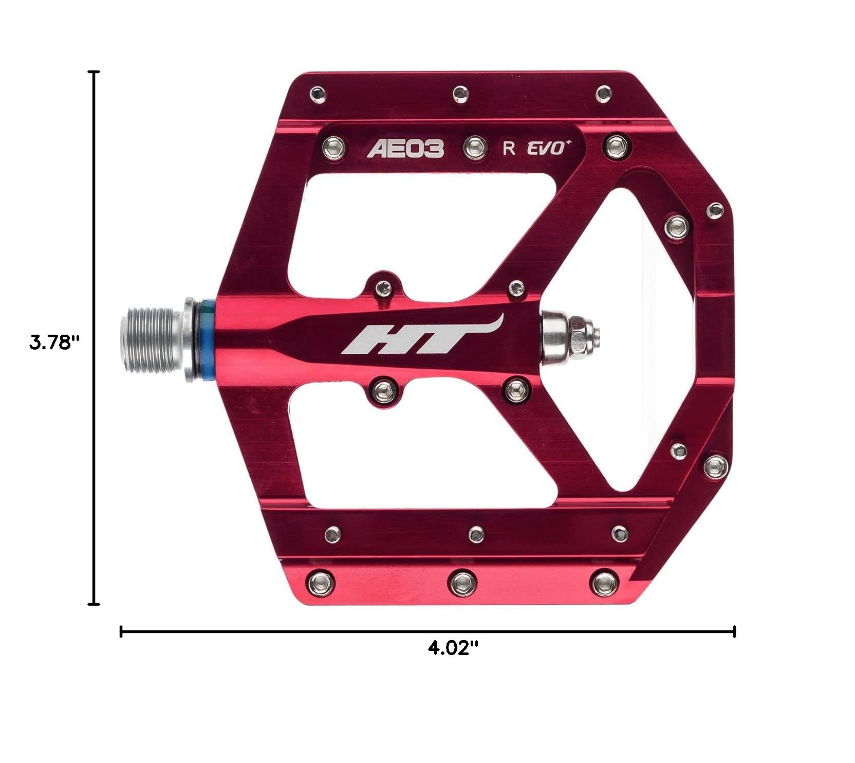 HT Components Ae03 Evo Bike Pedals - Red Cycling Pedals for Mountain & Road Bikes | Lightweight & Durable for Trail Riding & Commuting