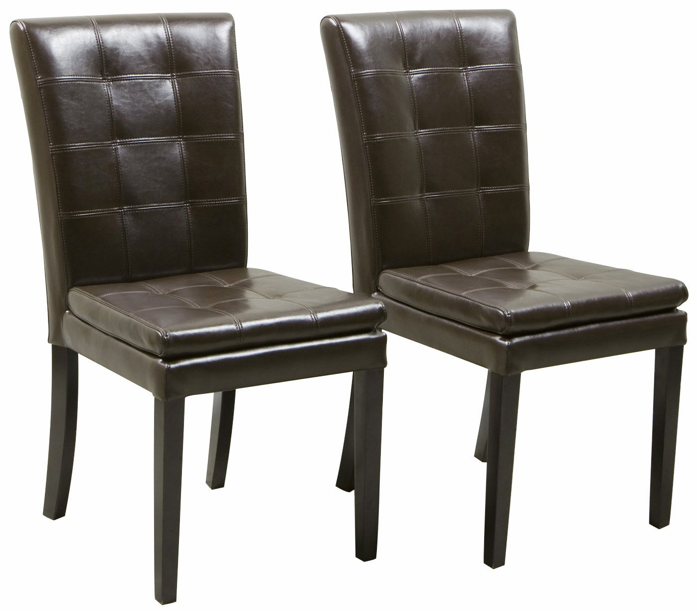 Christopher Knight Home Crayton Leather Dining Chairs, Set of 2, Chocolate Brown - Modern & Comfortable Seating for Kitchen, Dining Room or Office