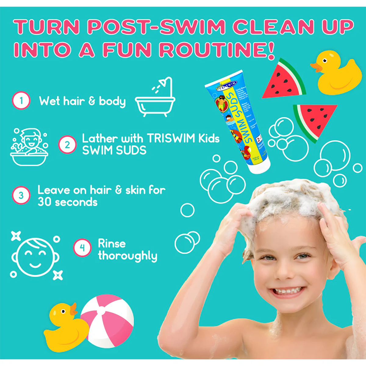 8.5oz Kids Natural Tear-Free Shampoo & Body Wash - Gentle Baby Bath for Sensitive Skin | Perfect for Swimming, Beach Days & Sensitive Skin Care