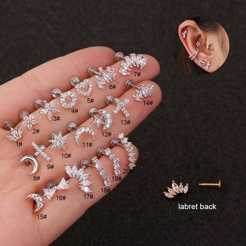 16G Flat Back Tiny Stud Labret Earrings for Lip, Nose, or Cartilage Piercing | Hypoallergenic Surgical Steel Jewelry | HSPJ218 - Perfect for Daily Wear, Parties, and Gifting