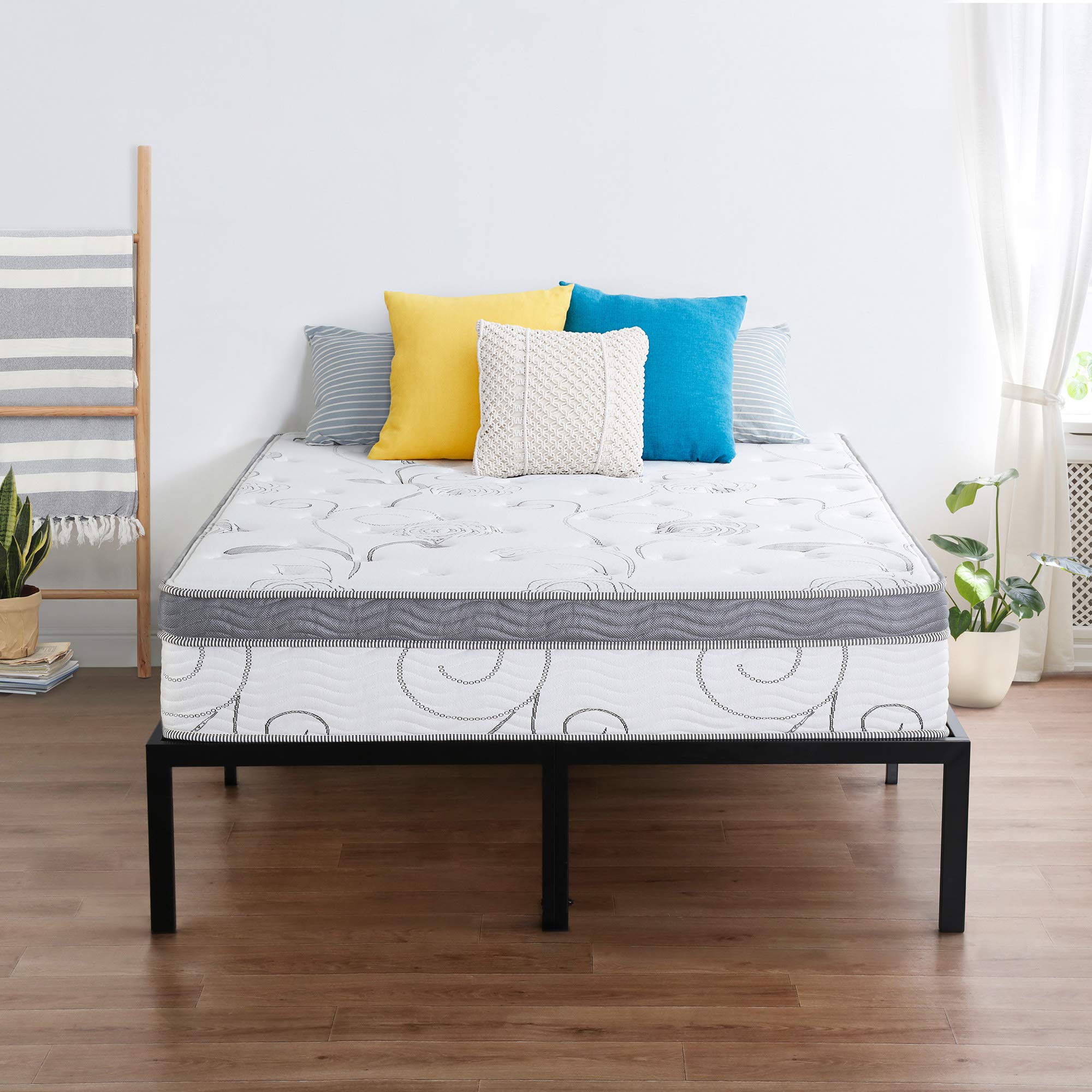 Sleeplace Pegasus Euro Box Top Hybrid Spring Mattress - Full Size, Medium Firm Support for Back Pain Relief | Perfect for Guest Rooms, Dorms & Small Bedrooms