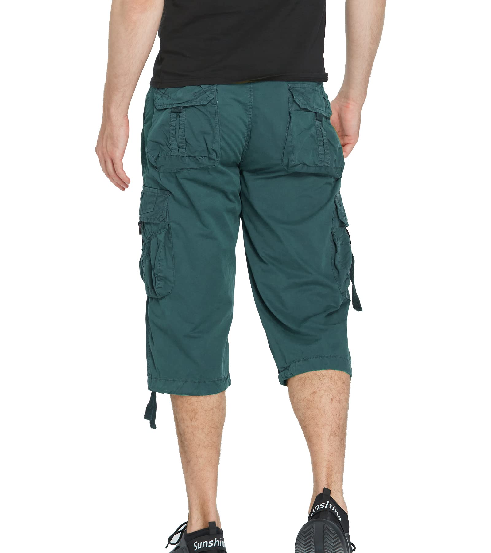 Men's 3/4 Length Cargo Shorts - Below The Knee Stretch Comfort Fit for Hiking, Travel & Outdoor Activities | Quick-Dry & Multi-Pocket Design