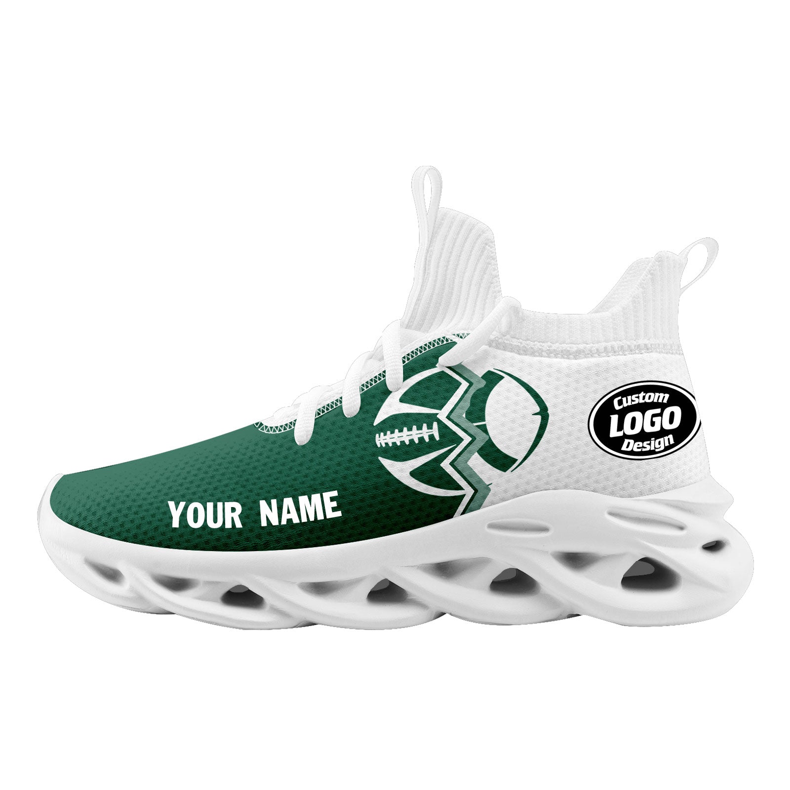 Custom Green & White New York Maxsoul Personalized Sneakers - Breathable Comfort Shoes for Men & Women | Perfect for Running, Gym Workouts & Casual Wear (Style: FN030A D028017 30)