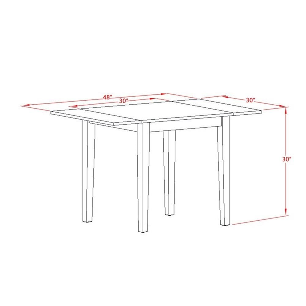 East West Furniture 3-Piece Kitchen Table Set with Drop Leaf - Small Space Dining Table & 2 Chairs, 30x48 Inch, Oak Finish | Perfect for Apartments, Breakfast Nooks & Cozy Dining Areas