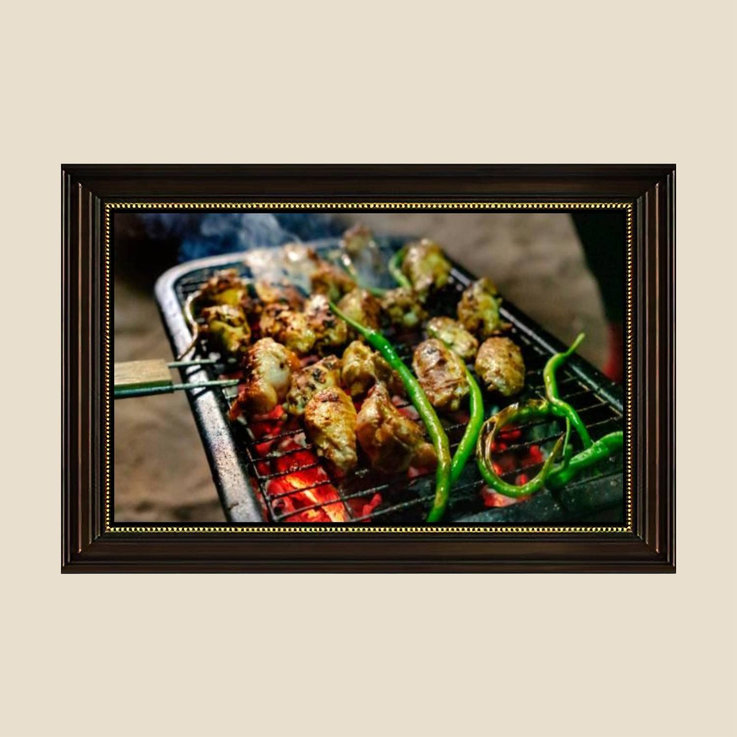 Grilled Charcoal Chicken Wings Canvas Wall Art - 24x36 Inch Retro Kitchen Decor Painting, Ready to Hang Poster for Living Room & Bedroom | Perfect for Food Lovers & Restaurant Style Home Decoration