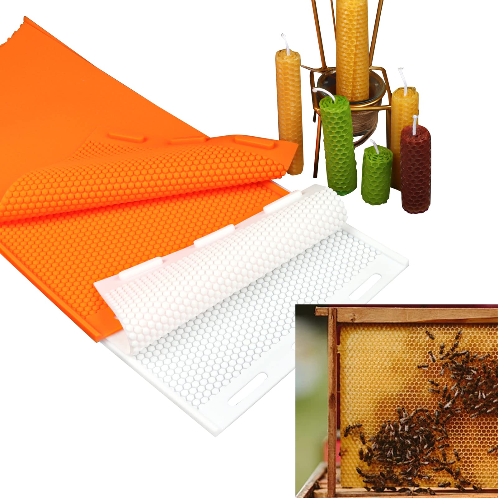 Premium Beeswax Foundation Press Mold - Flexible Silicone Beehive Wax Sheet Tool for Beekeepers | Durable & Reusable Beekeeping Equipment | Perfect for DIY Honeycomb Production & Hive Maintenance (Blue)