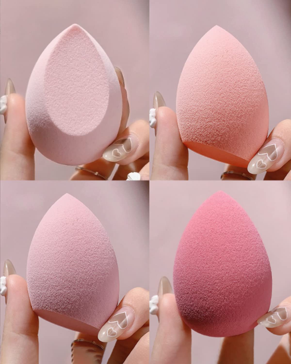 4-Piece Latex-Free Makeup Sponge Blender Set with Holder - Beauty Blender for Liquid Foundation, Powder, Sunscreen & Cream - Pink | Perfect for Flawless Makeup Application & Travel