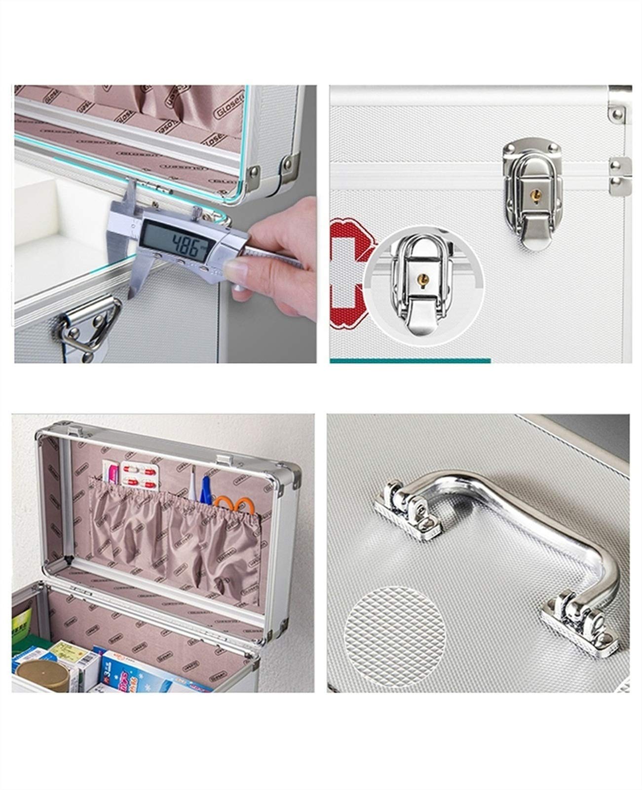 Portable First Aid Kit with Lock - Family Medicine Storage Box for Home, Travel & Camping - Compact & Secure Emergency Medical Supplies Organizer (Silver) | Perfect for First Aid, Outdoor Adventures & Emergency Preparedness