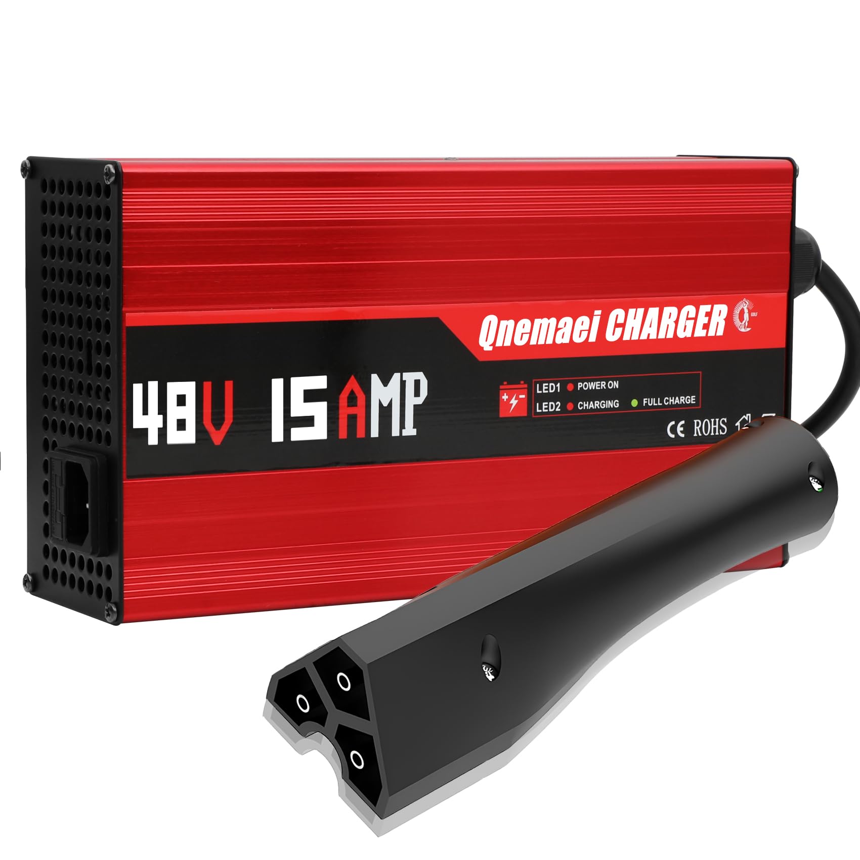 15 Amp 48 Volt Golf Cart Battery Charger for EZGO RXV - Trickle Charge & Fast 4-6H Full Charge - Compatible with Lead Acid Batteries - Replacement for EZGO Charger 48V - Perfect for Golf Course, RV Parks & Home Use