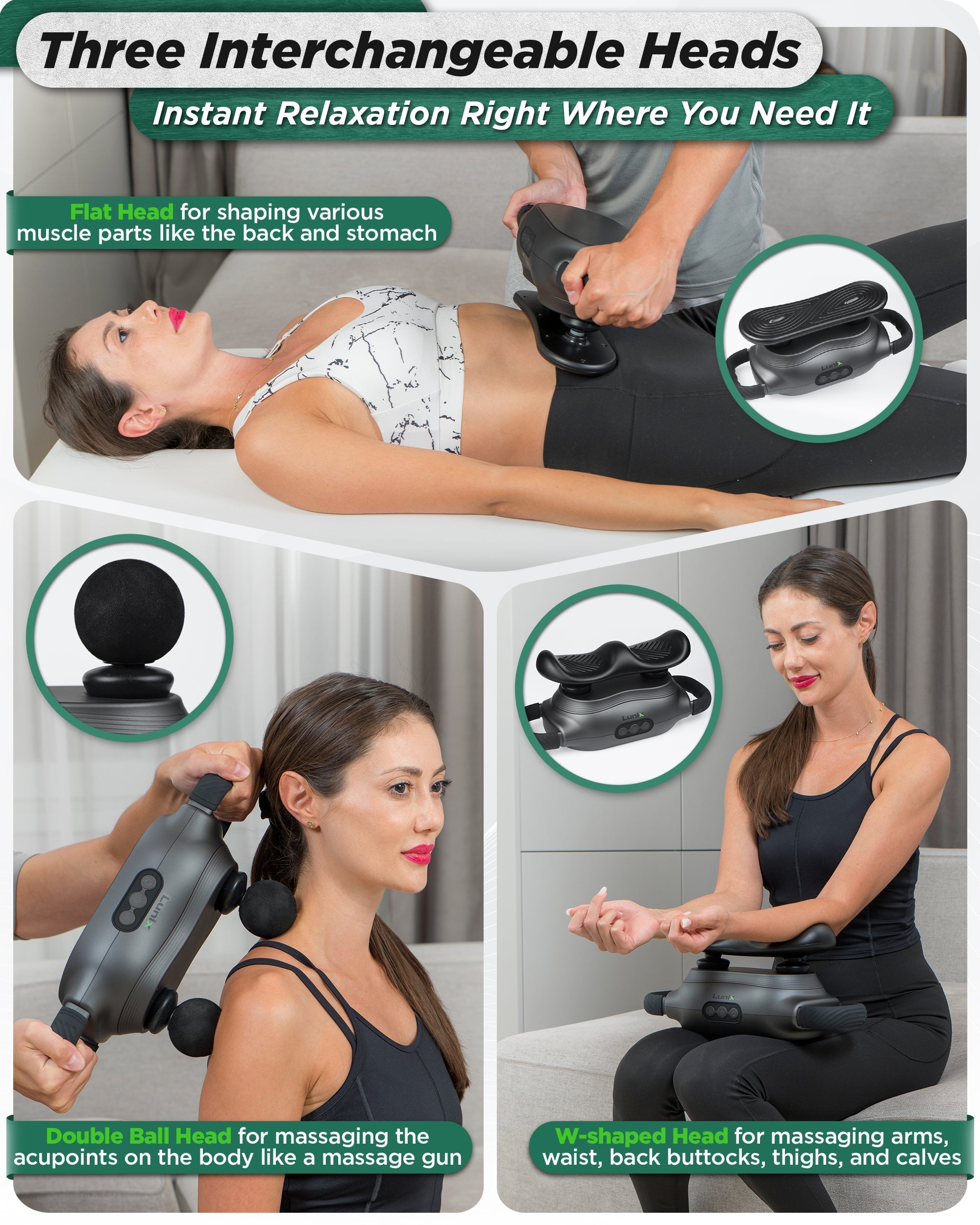 LX26 Deep Tissue 2 Head Massager - Professional Percussion Massage Gun for Muscle Pain Relief & Recovery - Perfect for Athletes, Gym, Office & Home Use