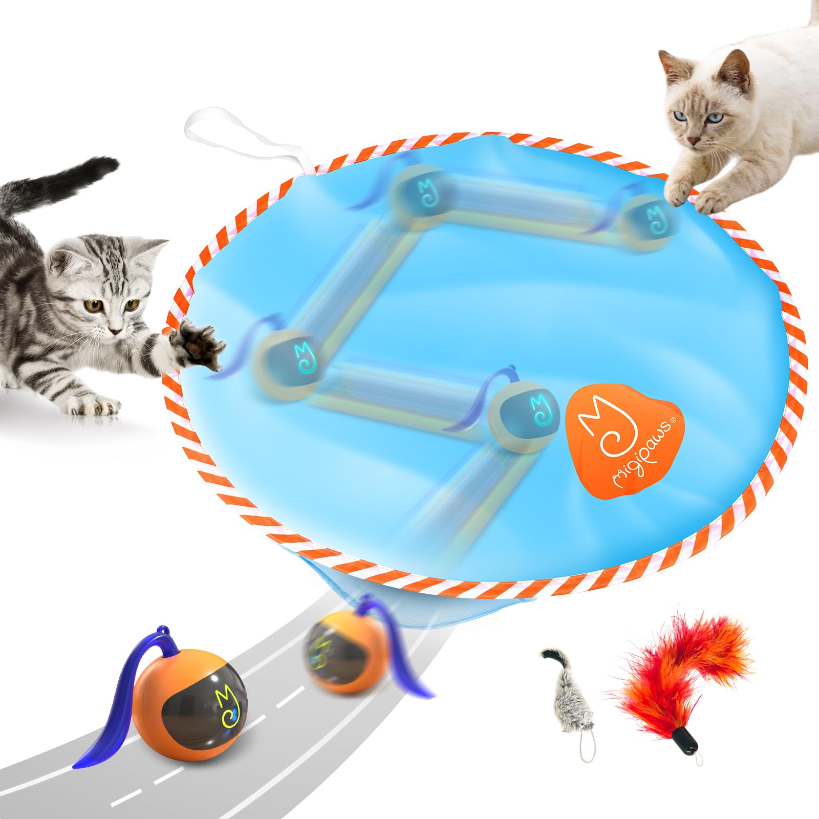 Interactive Cat Ball Toy Set - Glowing Chase Ball with Fluffy Tail for Playful Cats