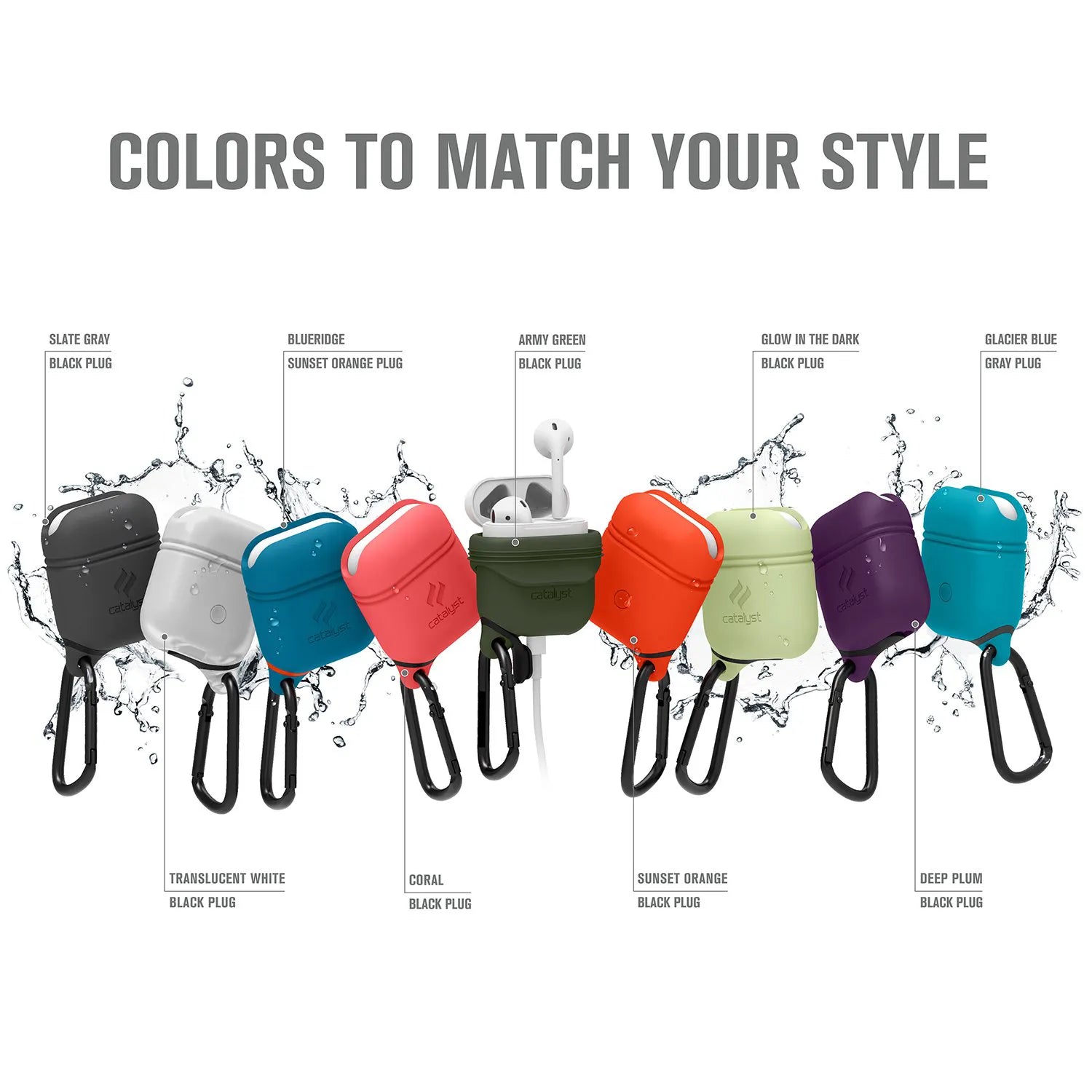 Waterproof Protective Case with Carabiner for AirPods 1st & 2nd Generation - Durable Cover for Gym, Running, Hiking & Outdoor Activities
