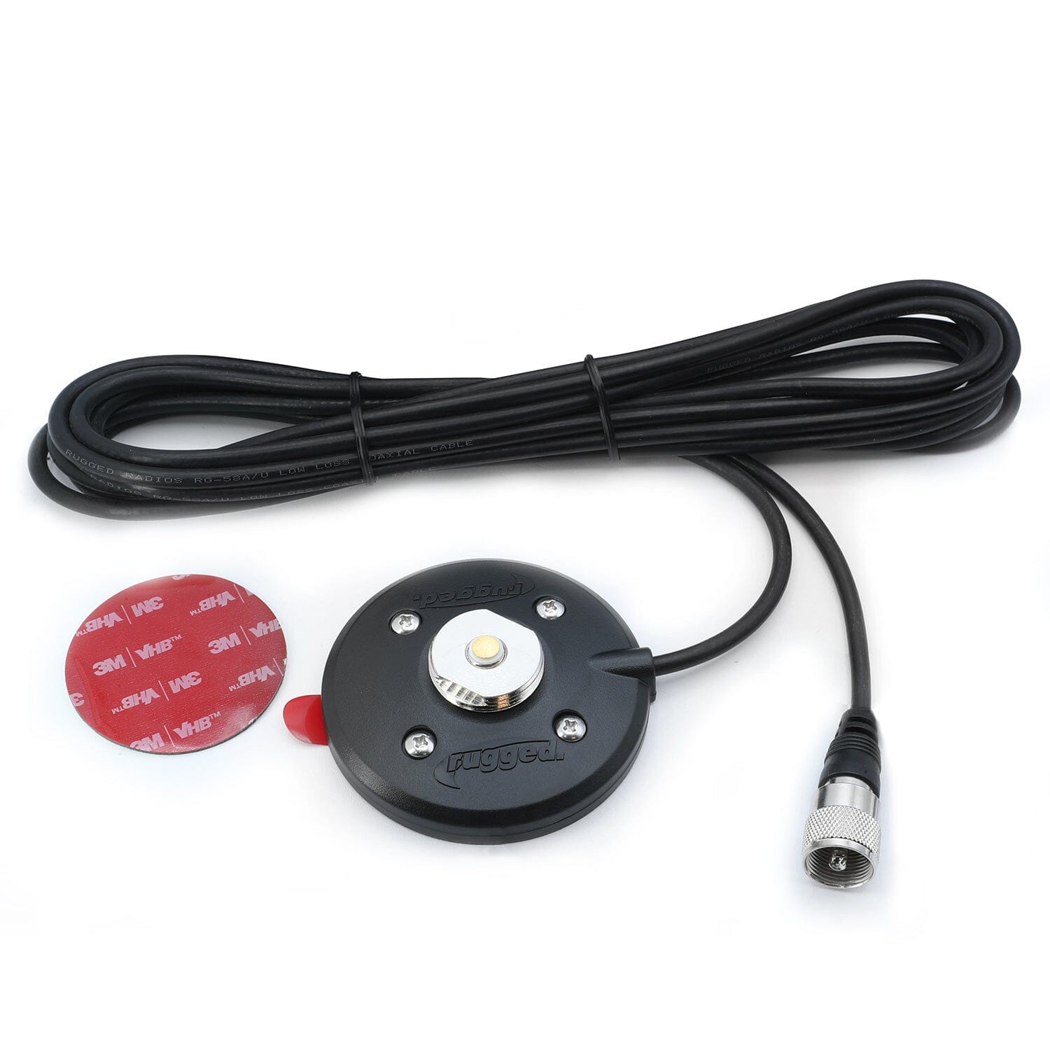 NMO Adhesive Antenna Mount with 15ft Coax Cable - Universal Car Truck Boat RV Installation for CB Ham Radio & GPS Antennas