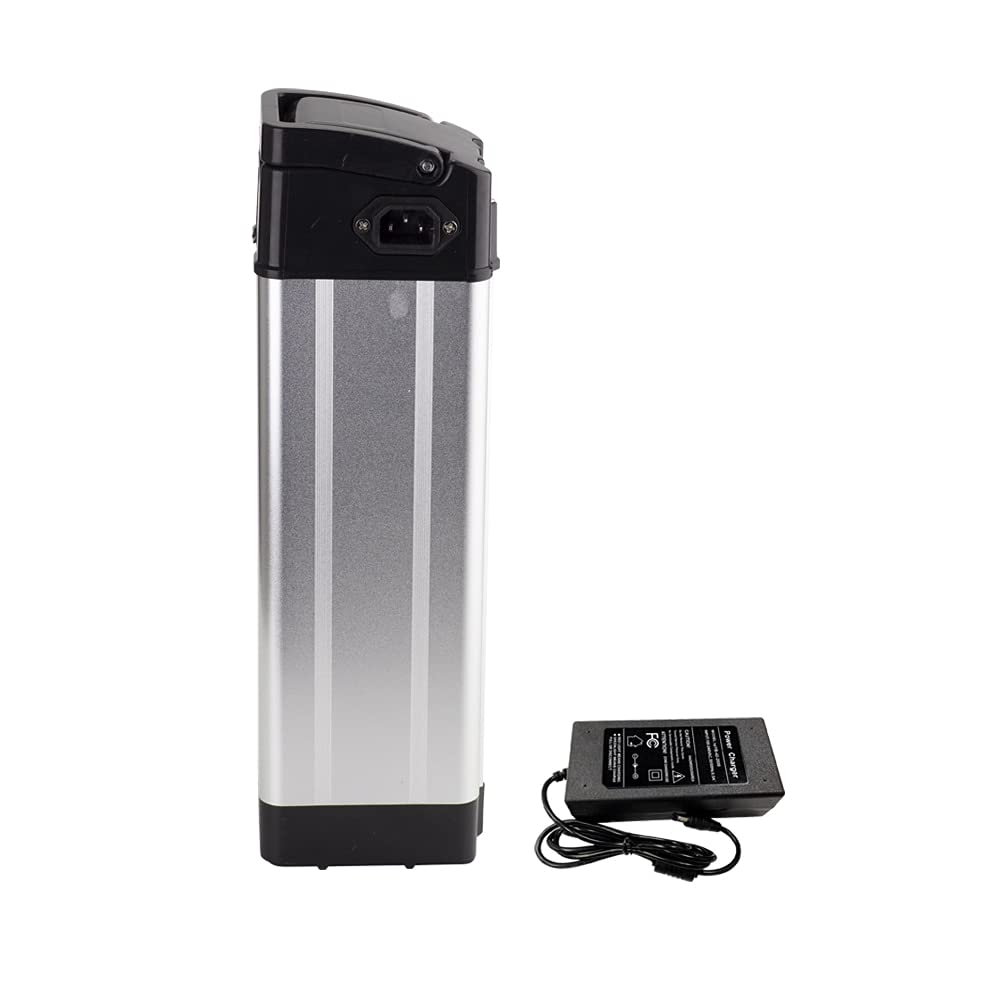 36V 14Ah 10S4P Li-ion Ebike Battery with Charger - Whitebait Shape (390x76x110x285mm) for Electric Bicycles | Perfect for Commuting, Mountain Biking & Long-Distance Rides