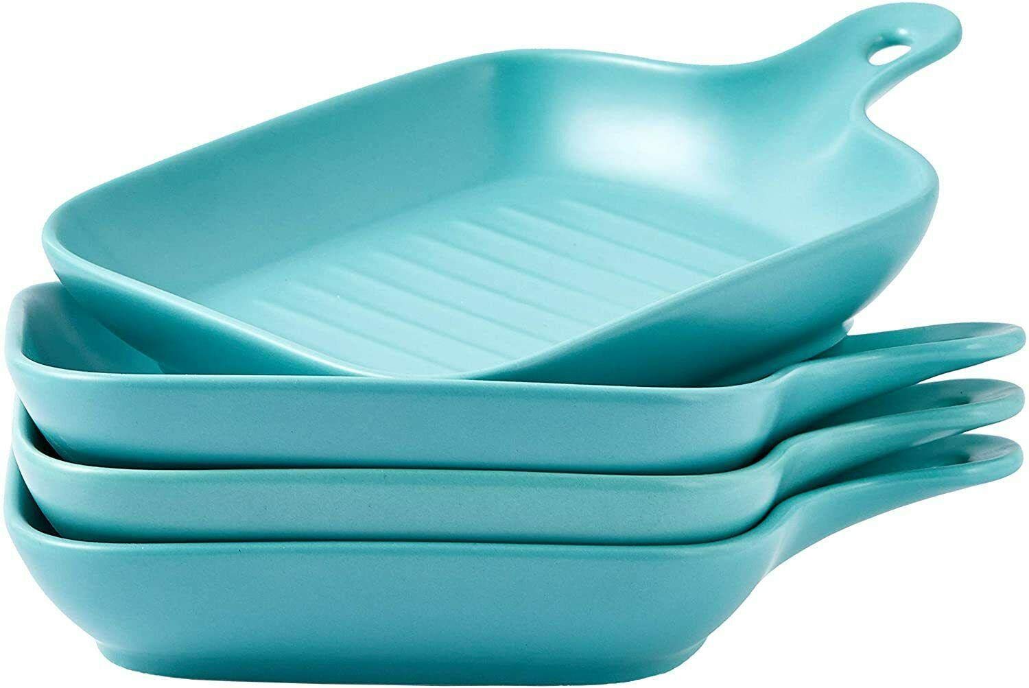 4-Piece Blue Ceramic Baking Dish Set – 6.5