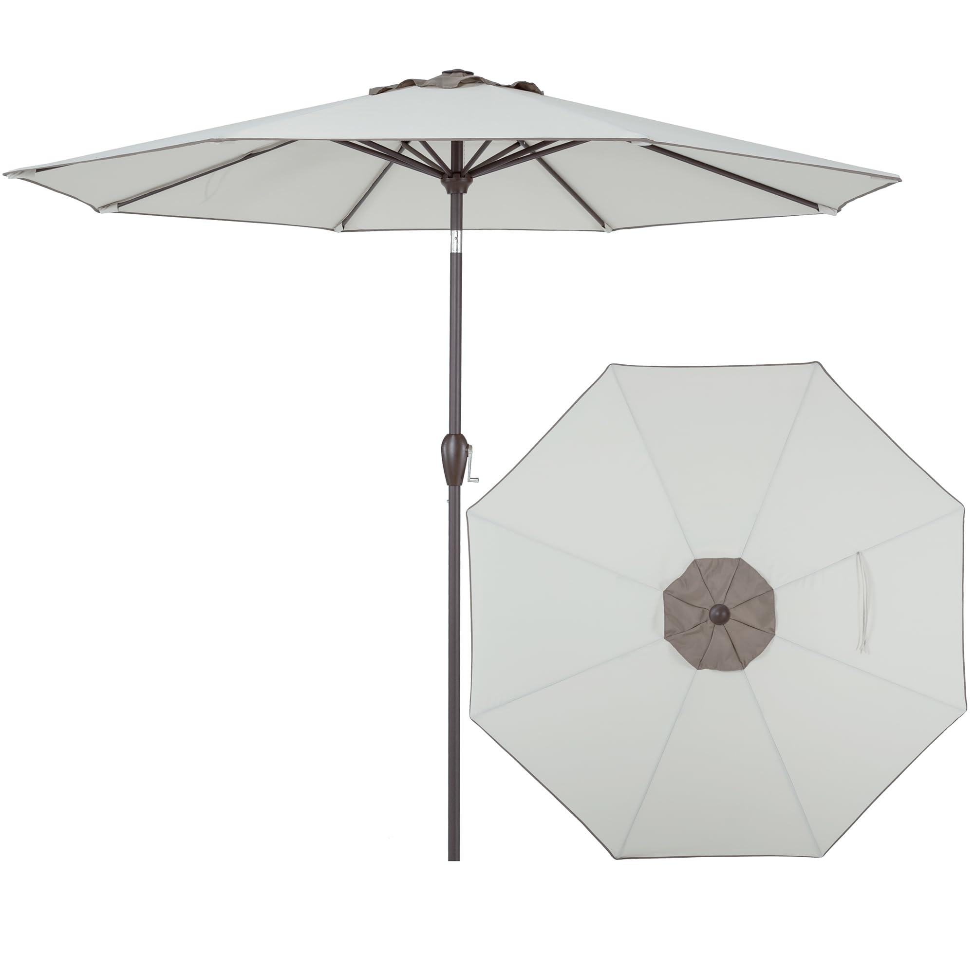 9FT Beige Tan Fade Resistant Outdoor Patio Umbrella with Easy Crank Open & Push Button Tilt - Perfect for Poolside, Backyard, Deck, and Garden Shade