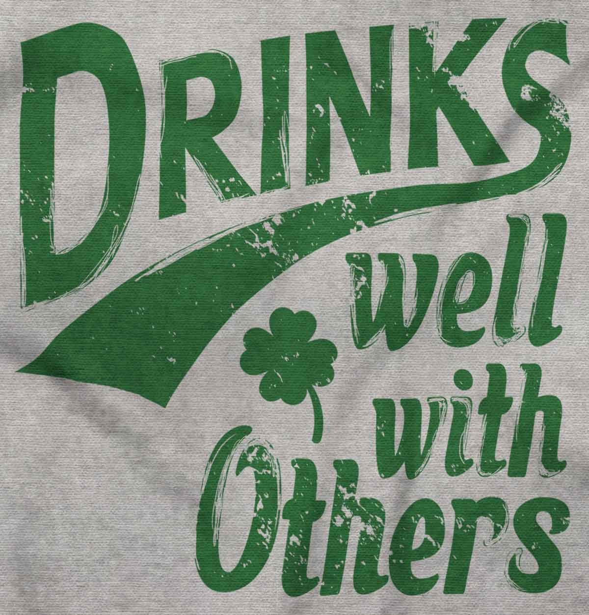 Brisco Brands 'Drinks Well With Others' St. Patrick's Day Zip-Up Hoodie for Men & Women - Perfect for Parties, Pub Crawls & Irish-Themed Events
