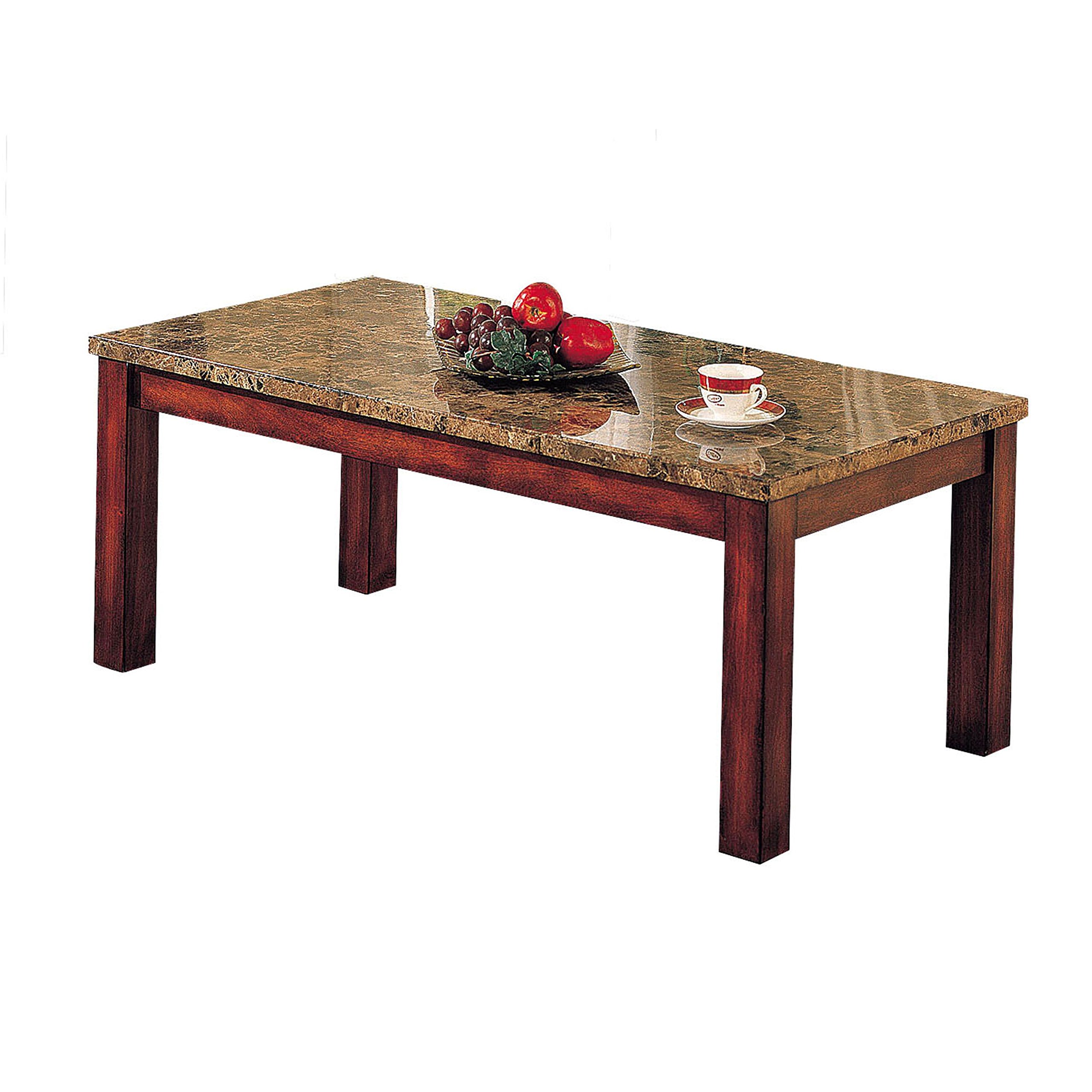 Major-Q Transitional Brown Marble Top Coffee Table with Cherry Finish - Modern Living Room Furniture for Home Decor, Perfect for Family Gatherings & Relaxing with Guests