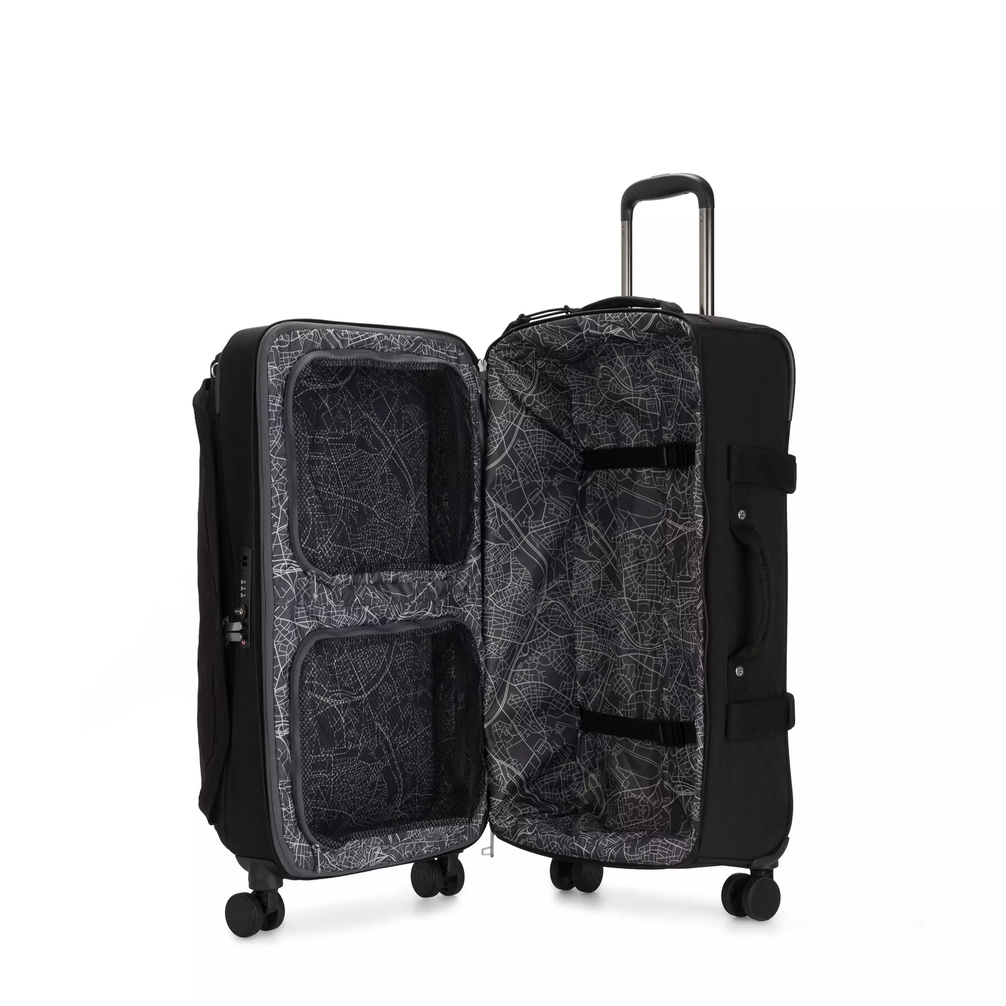 Kipling Spontaneous Medium Rolling Luggage - Black Noir Carry-On Suitcase for Women Travel, Business Trips & Weekend Getaways