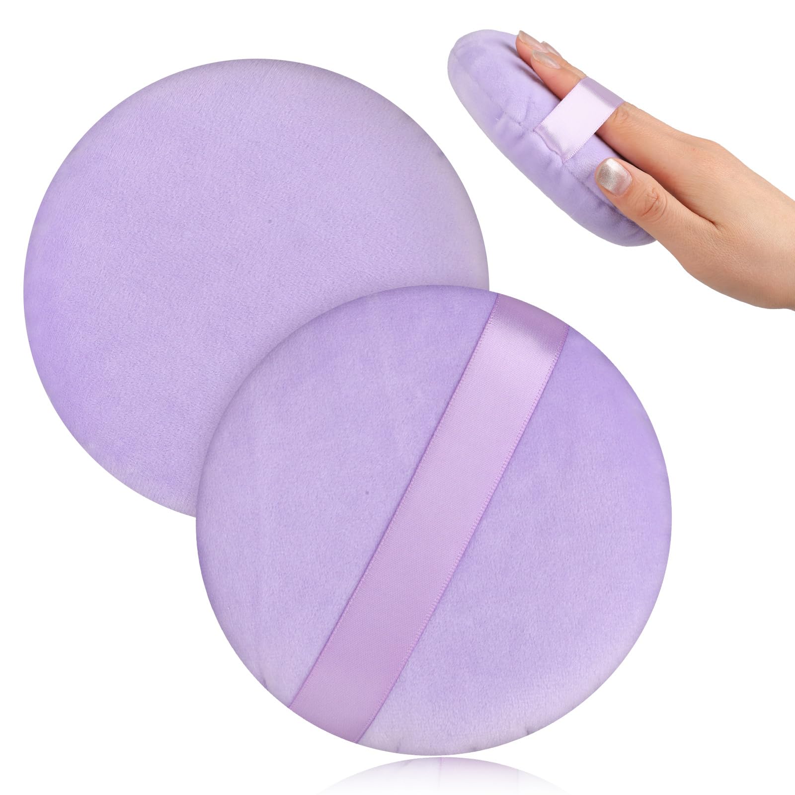 5 Inch Ultra Soft Velour Powder Puff - Large Washable Round Makeup Sponge for Setting Powder, Loose Powder & Foundation - Perfect for Face Makeup Application, Blending and Cleaning - Ideal for Daily Beauty Routine, Professional Makeup & Travel Touch-ups