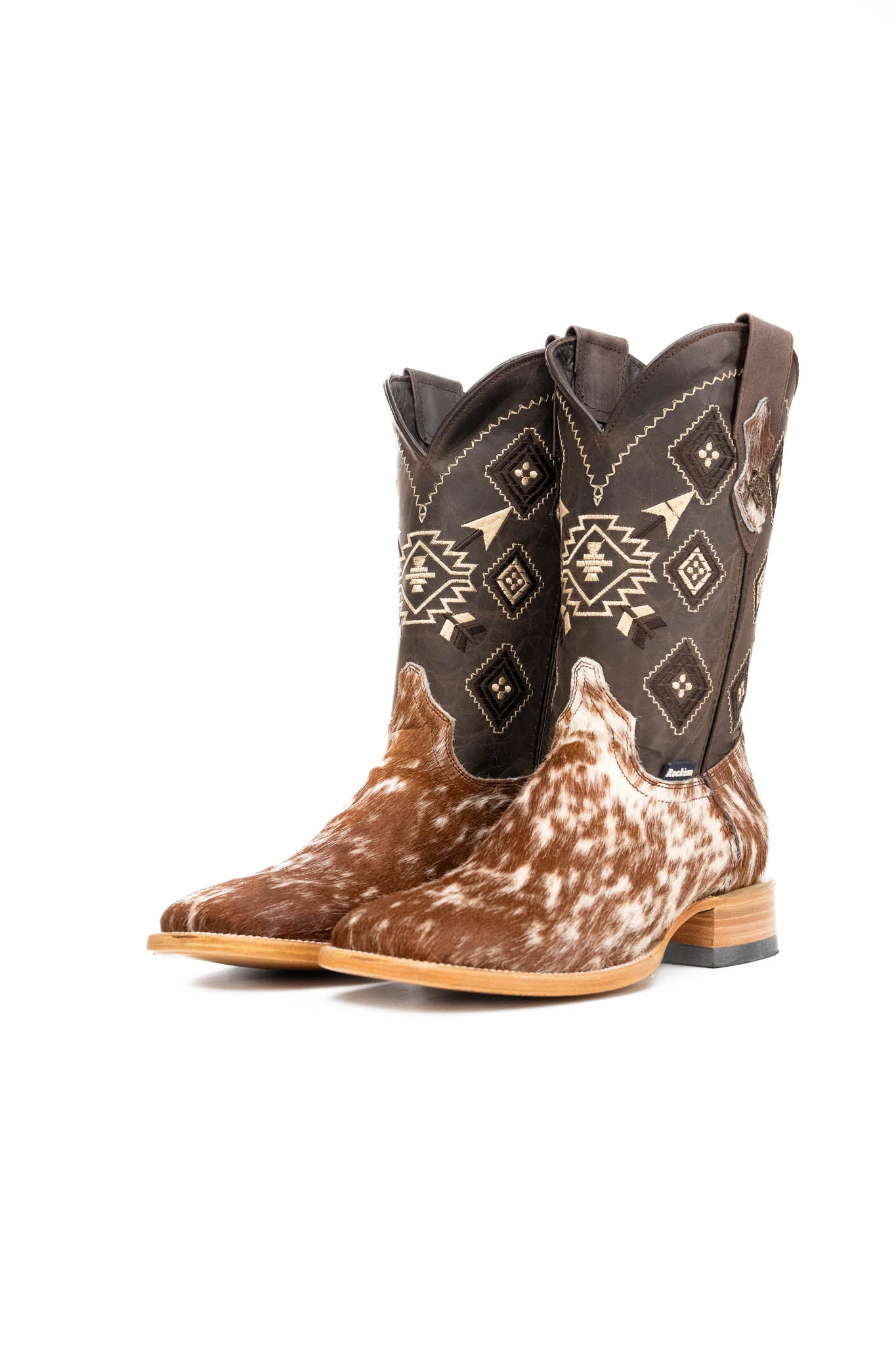Authentic Men's Cowhide Square Toe Cowboy Boots - Size 8.5 - Western Style Riding Boots for Country Fashion & Outdoor Rodeo Events