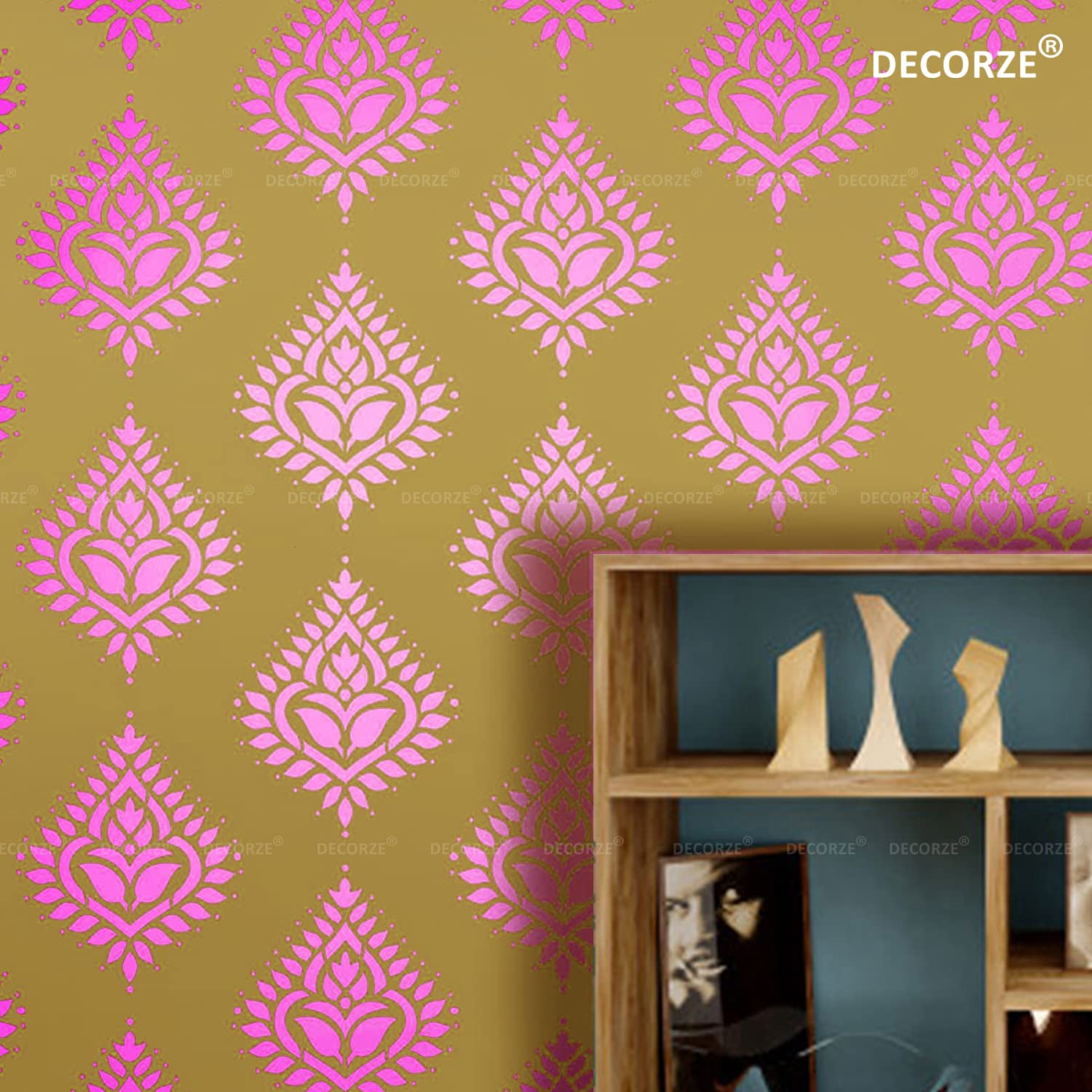 Flower Painting Stencils for Wall Decor - Reusable DIY Wall Stencils for Home, Living Room & Bedroom (DMWS-81) - Perfect for Home Improvement, Wedding Decor & Craft Projects