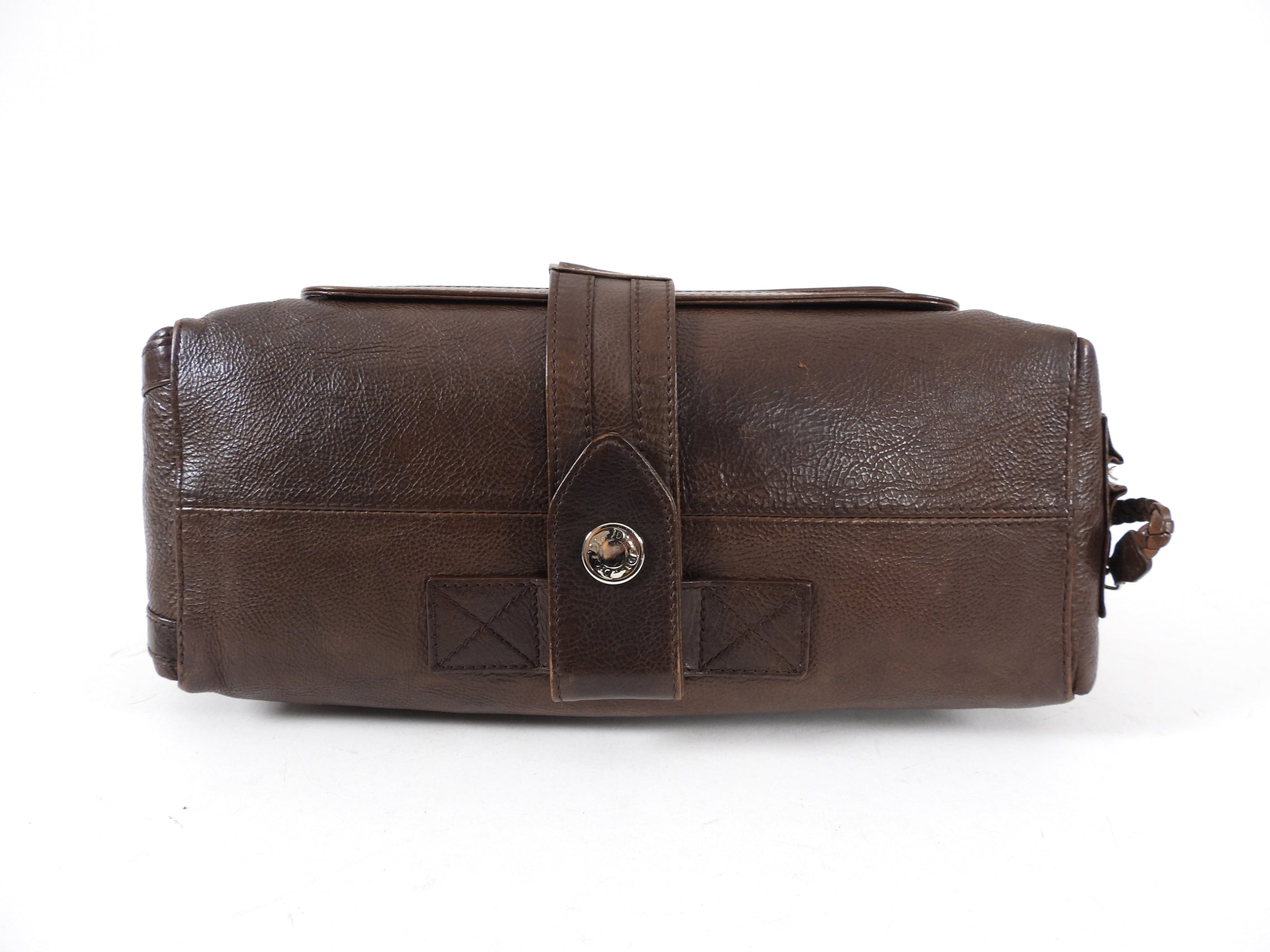 Vintage Christian Dior Galliano 2006 Brown Leather Flight Shoulder Bag - Authentic Designer Handbag for Women, Travel & Everyday Use
