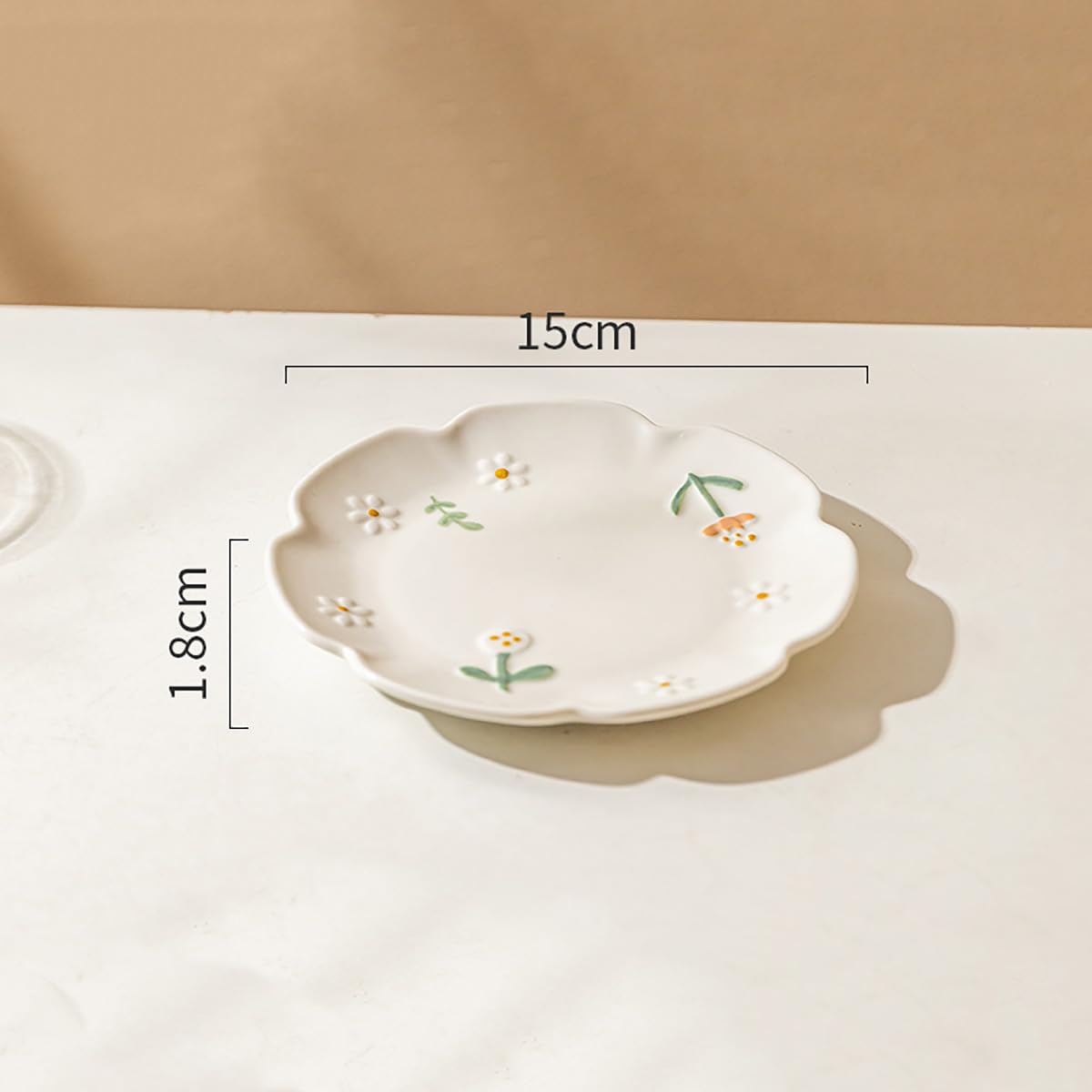Embossed Floral Ceramic Condiment Bowls - 4-Piece Set (6 Inch) for Sushi, Appetizers, Desserts | Elegant Serving Dishes for Kitchen & Dining Table