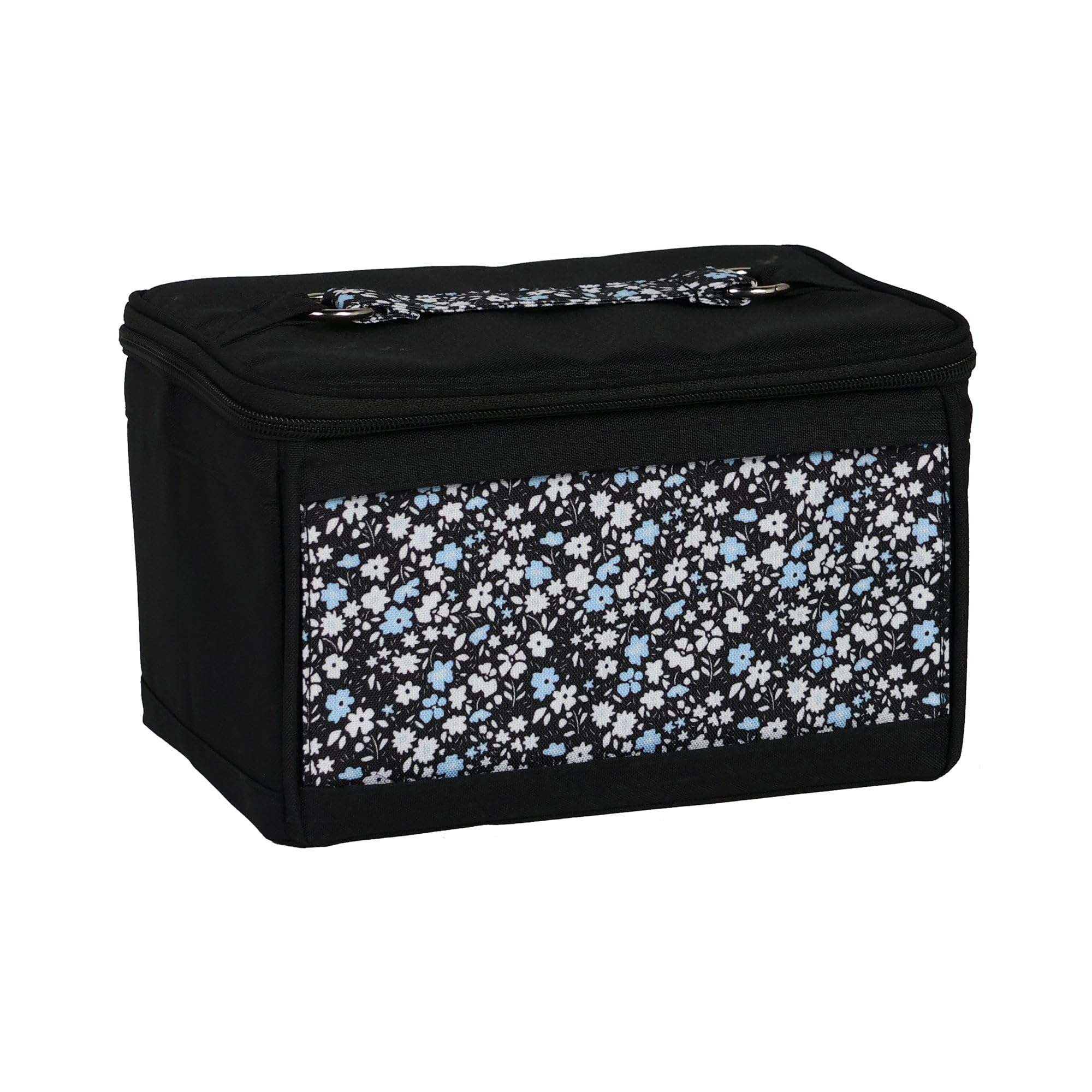 Everything Mary Sewing Kit Organizer Box - Blue Floral Storage Basket for Thread, Needles, Scissors & Craft Supplies - Portable Craft Caddy for Sewing, Knitting & DIY Projects - Perfect for Home, Travel & Craft Room Organization