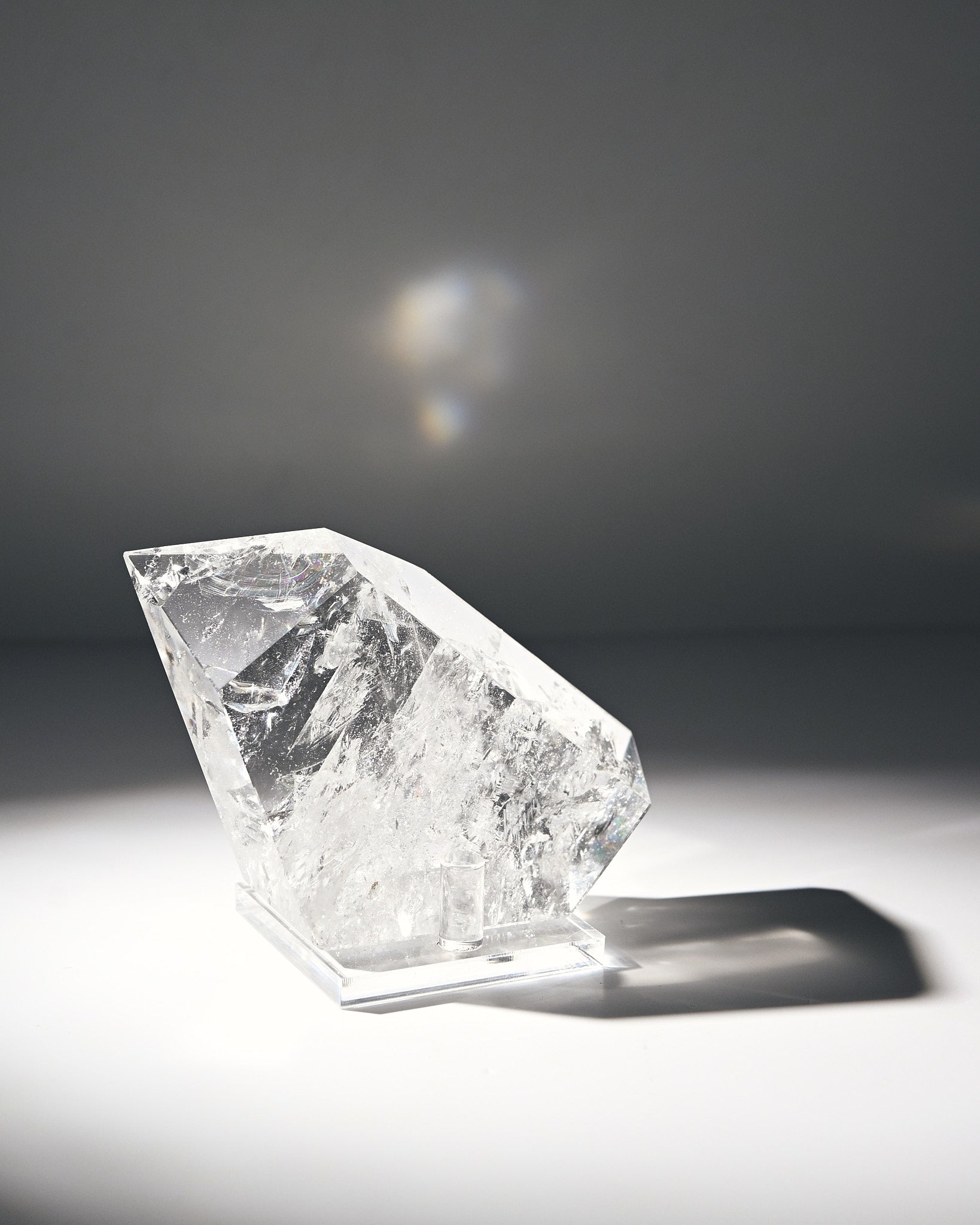 5 Inch Clear Quartz Geometric Crystal with Stand - Perfect for Home Decor, Meditation & Healing | Feng Shui, Office Desk & Gift Idea