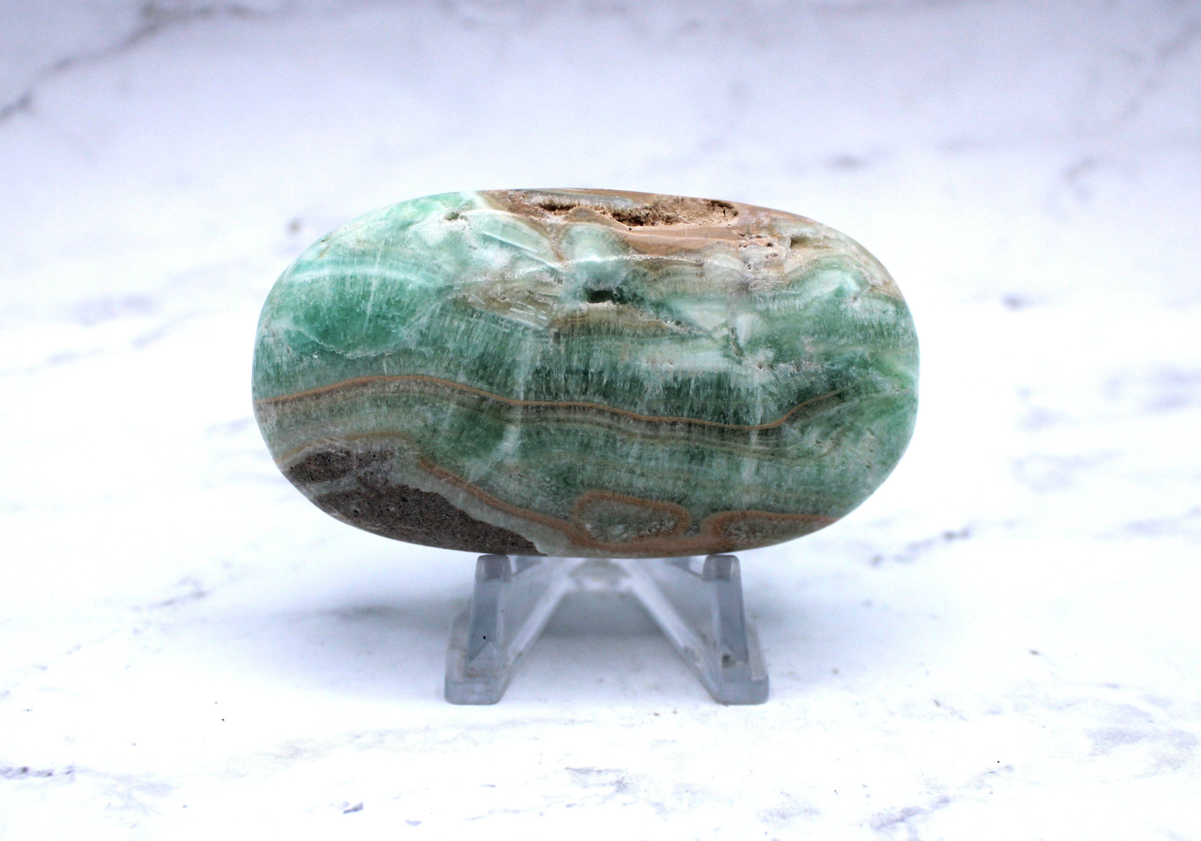 Caribbean Calcite Palm Stone - Natural Healing Crystal for Stress Relief, Meditation & Energy Balancing | Perfect for Reiki, Yoga & Spiritual Practices