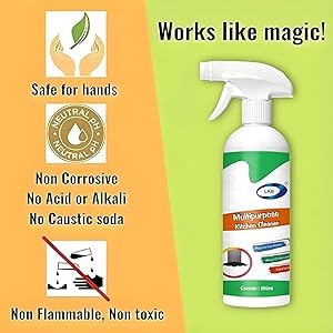 DUKAAN 500ML Non-Toxic Magic Degreaser Spray - Oil & Grease Stain Remover for Gas Stove, Chimney, BBQ, Exhaust Fan | Non-Flammable Kitchen Cleaner for Grill & Home | All Surface Cleaner for Shiny Results | Perfect for Deep Cleaning Kitchen Appliances & Outdoor Grills