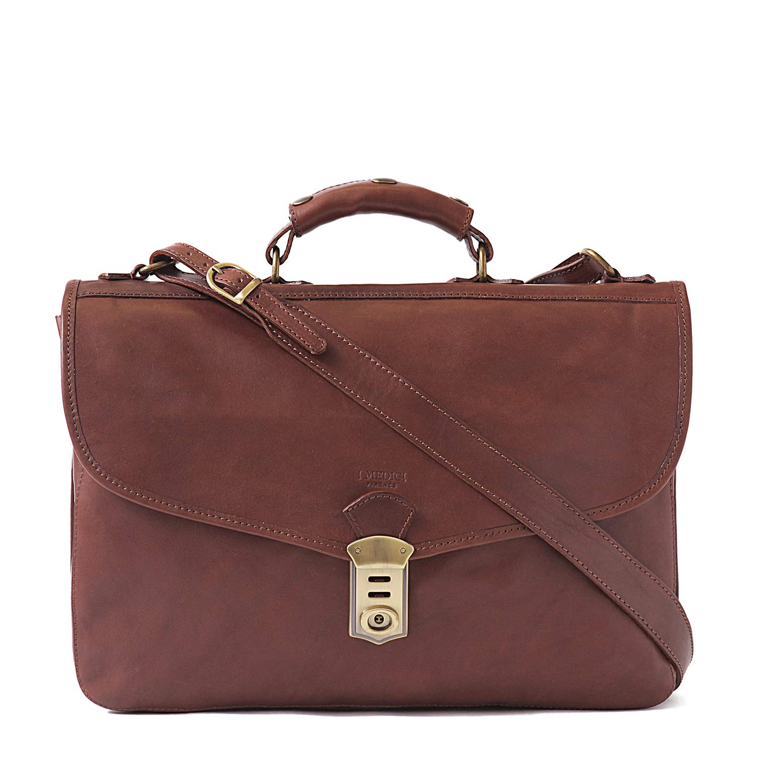Premium Scafaftti Triple Gusset Leather Briefcase for Men - Chocolate Brown Business Bag - Perfect for Office, Travel & Professional Meetings