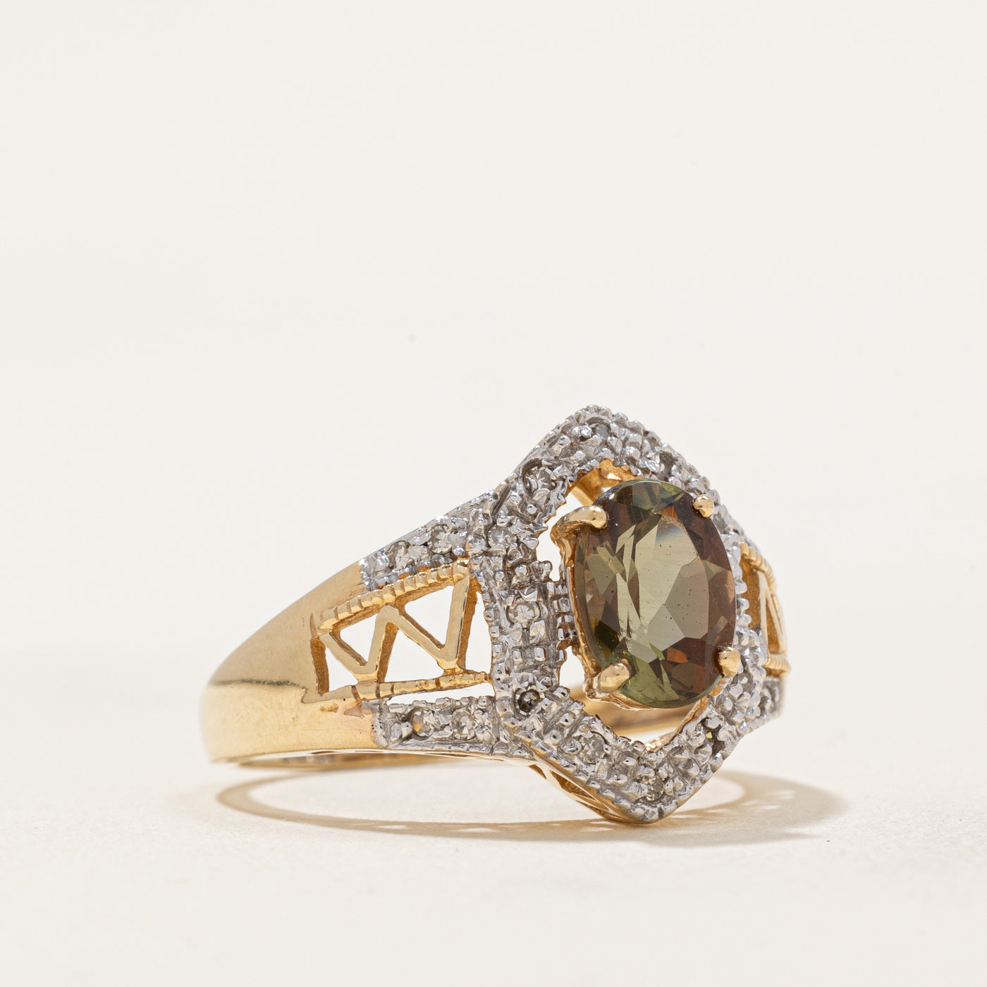 Exquisite Andalusite & Diamond Ring - 1.42ct Natural Andalusite with 0.12ctw Diamond Accents - Size 7.25 - Elegant Jewelry for Engagement, Anniversary & Special Occasions