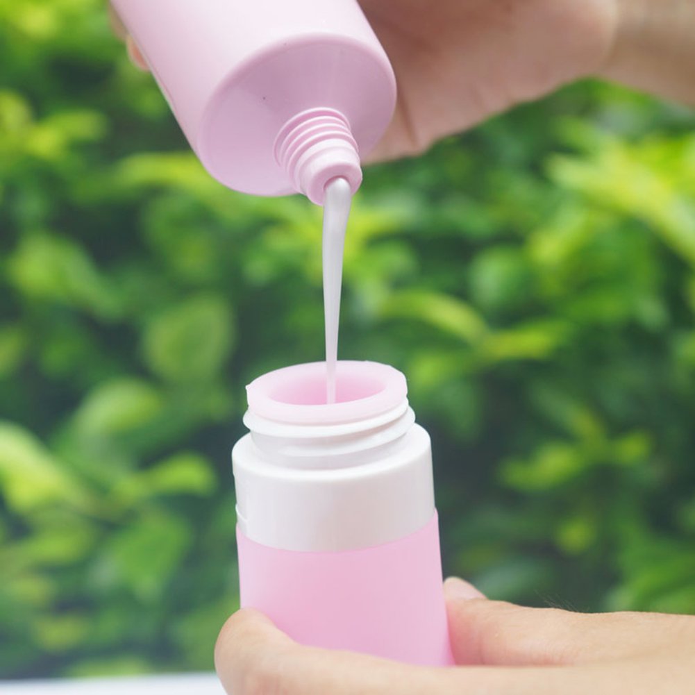 Gemini_mall® TSA Approved Silicone Travel Bottles - Leak-Proof, Squeezable & Refillable Cosmetic Containers for Shampoo, Conditioner, Lotion (38ml/1.28oz, Clear White) - Perfect for Air Travel, Gym, Camping & Toiletries Organization