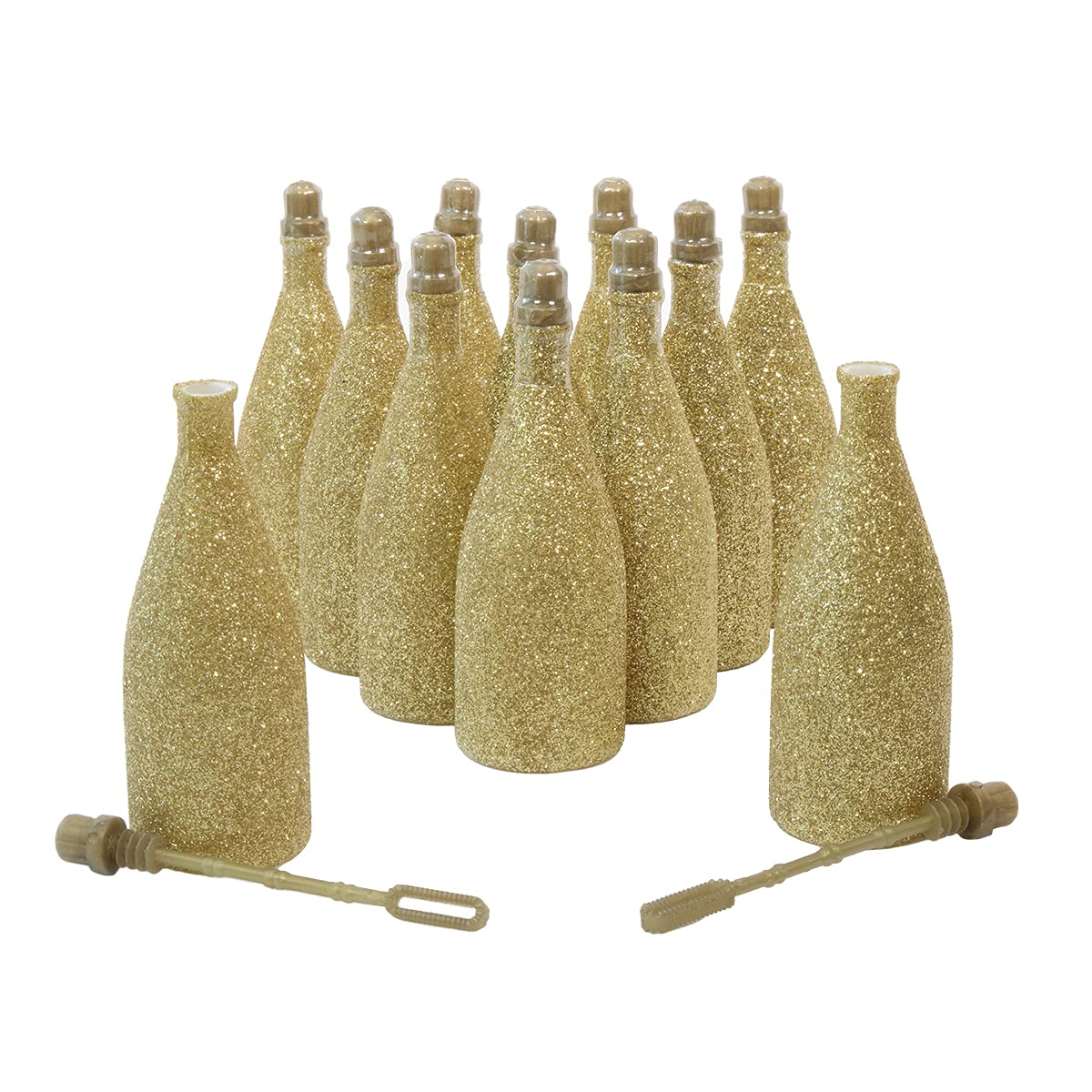 Glittery Gold Wedding Bubbles - 12 Pack Mini Bubble Bottles (0.8 oz) for Wedding Favors, Bridal Showers, Anniversaries, Engagements & Celebrations | Perfect for Outdoor Ceremonies, Photo Shoots & Party Decorations