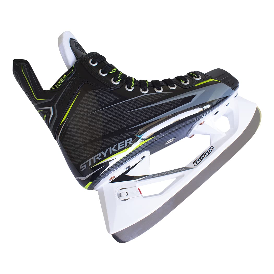 TronX Stryker Senior Adult Junior One Piece Composite Pro Ice Hockey Skates - 2023 New Model with Pro Max Stiffness - Perfect for Competitive Play, Training & Recreational Skating