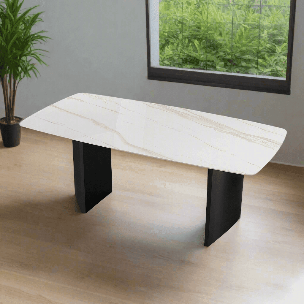 Premium Janice Sintered Stone Dining Table - Modern & Durable Kitchen Furniture for Family Gatherings | Perfect for Dining Rooms, Kitchens, and Open-Concept Living Spaces
