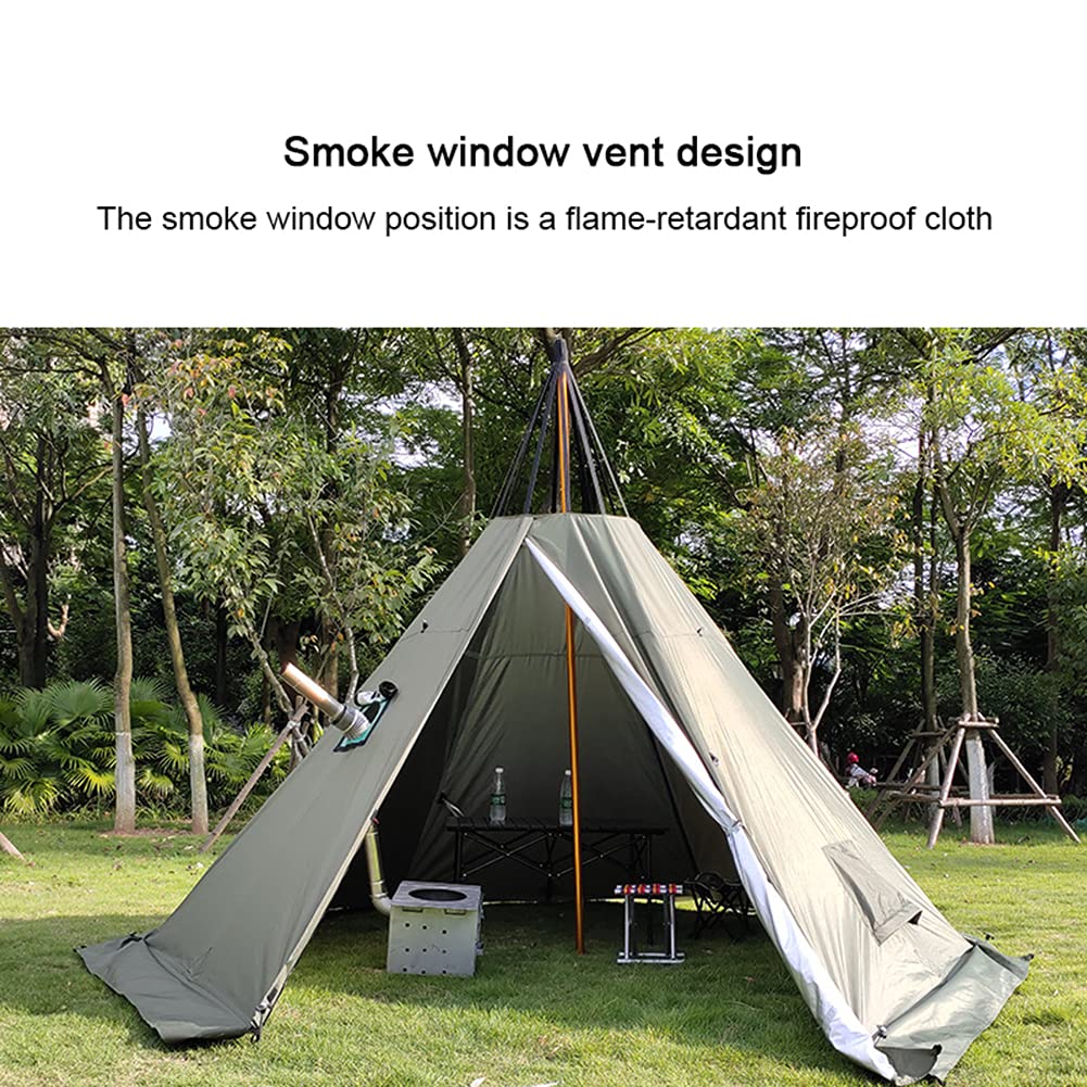 **Hot Tents for Camping - Tipi Tent with Stove Jack, Family Pyramid Tent for Outdoor Adventures, Backpacking, Hiking & Mountaineering - Heated Shelter, Green, 430 x 260 cm - Perfect for Winter Camping, Hunting Trips & Family Gatherings**
