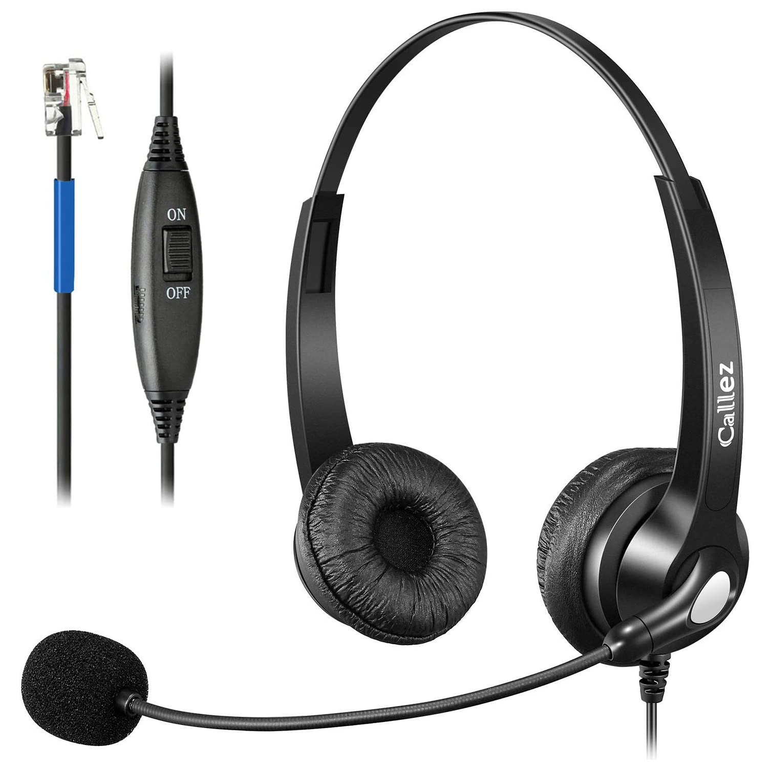 Noise Cancelling RJ9 Phone Headset with Microphone - Compatible with Cisco IP Phones 7940/7942/7945/7960/7962/7965/7821/7841/8811/8841/8845/8851 & Plantronics M10/M12/M22 - Perfect for Office Calls, Customer Service & Remote Work
