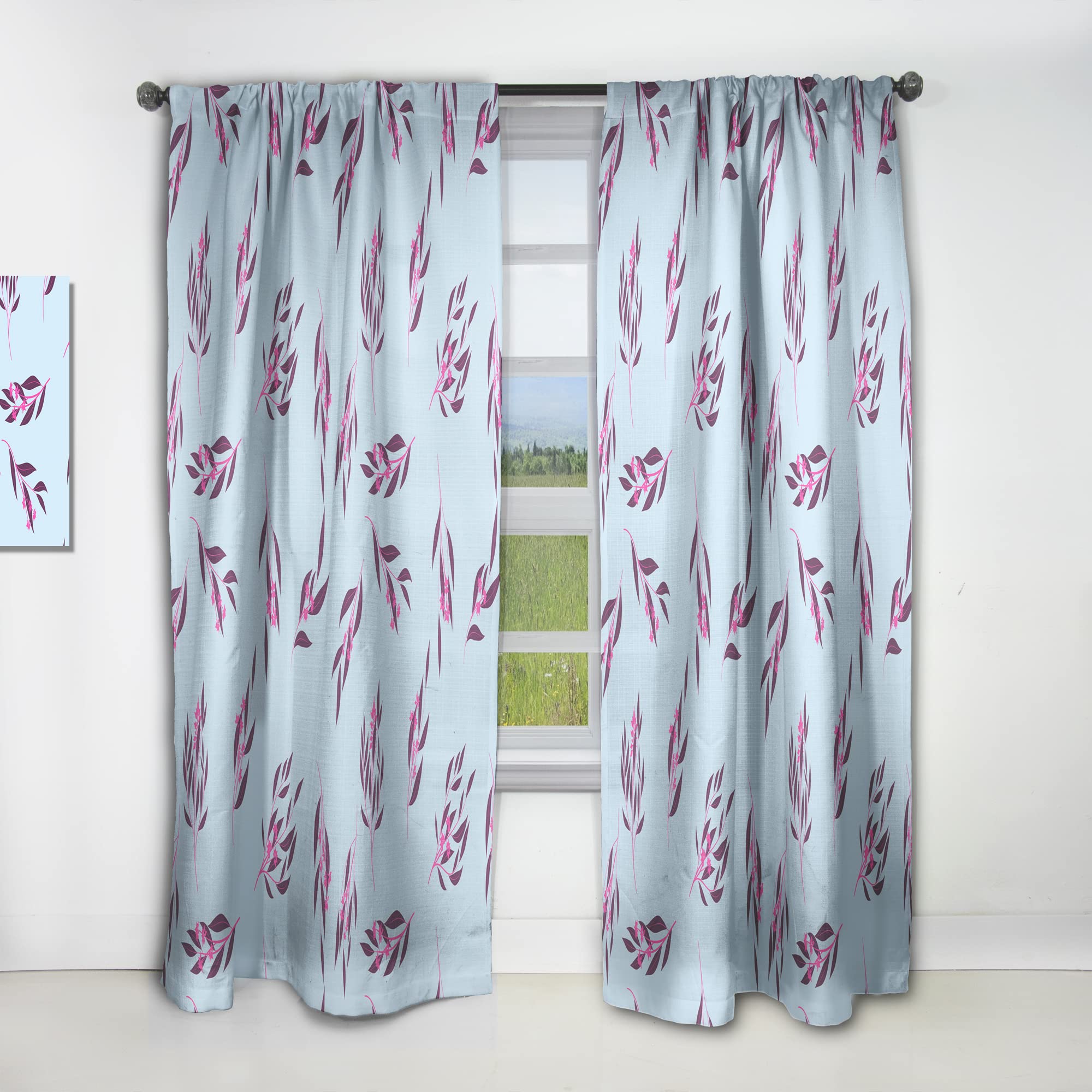 DesignQ Bright Eucalyptus Floral Pattern Thermal Insulated Curtains - Single Panel 52x108 - Elegant Window Treatments for Bedroom & Living Room | Perfect for Home Decor, Light Control & Privacy