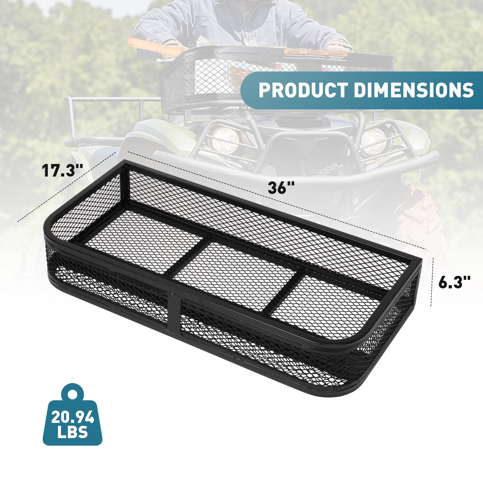 Heavy-Duty Steel ATV Front Basket Rack - 36