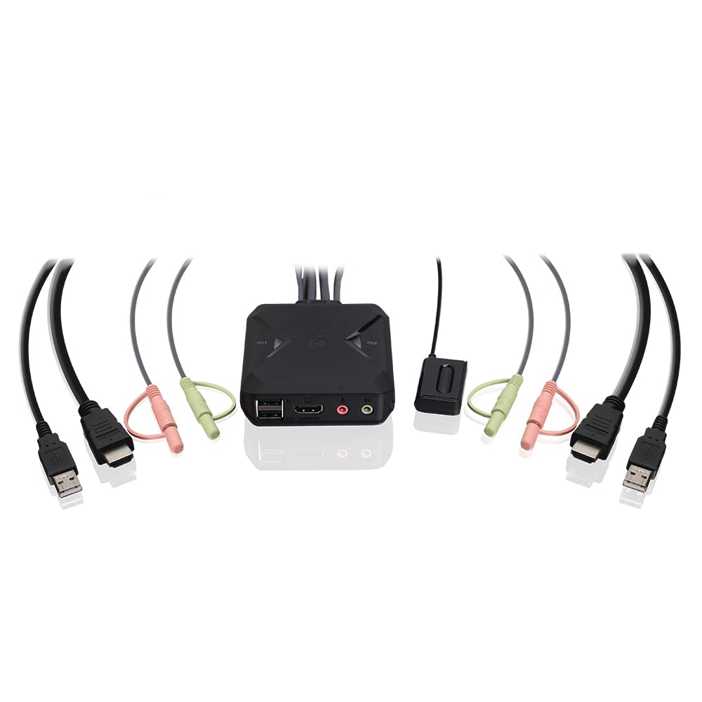 IOGEAR 2-Port 4K@60Hz HDMI KVM Switch with USB 3.0 & Audio Support | Share Keyboard, Mouse, Printer, Scanner & Hard Drive Between 2 Computers | Compatible with Windows 10 & Mac | Ideal for Home Office, Gaming & Multi-Device Workspaces (GCS92HU)