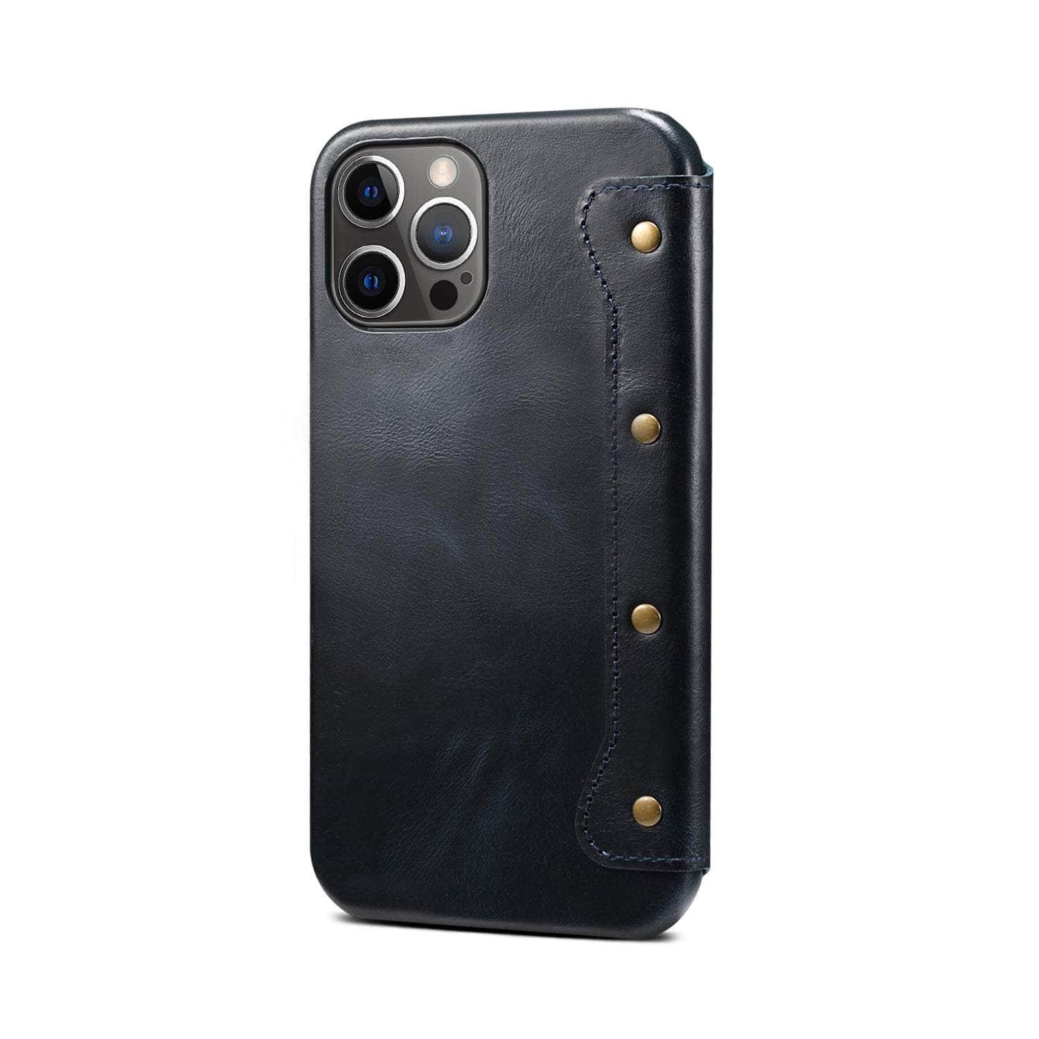 Genuine Leather iPhone 14 Case with Card Holder - Vintage Style Wallet Phone Cover for Men & Women - Perfect for Everyday Use, Travel and Business Meetings